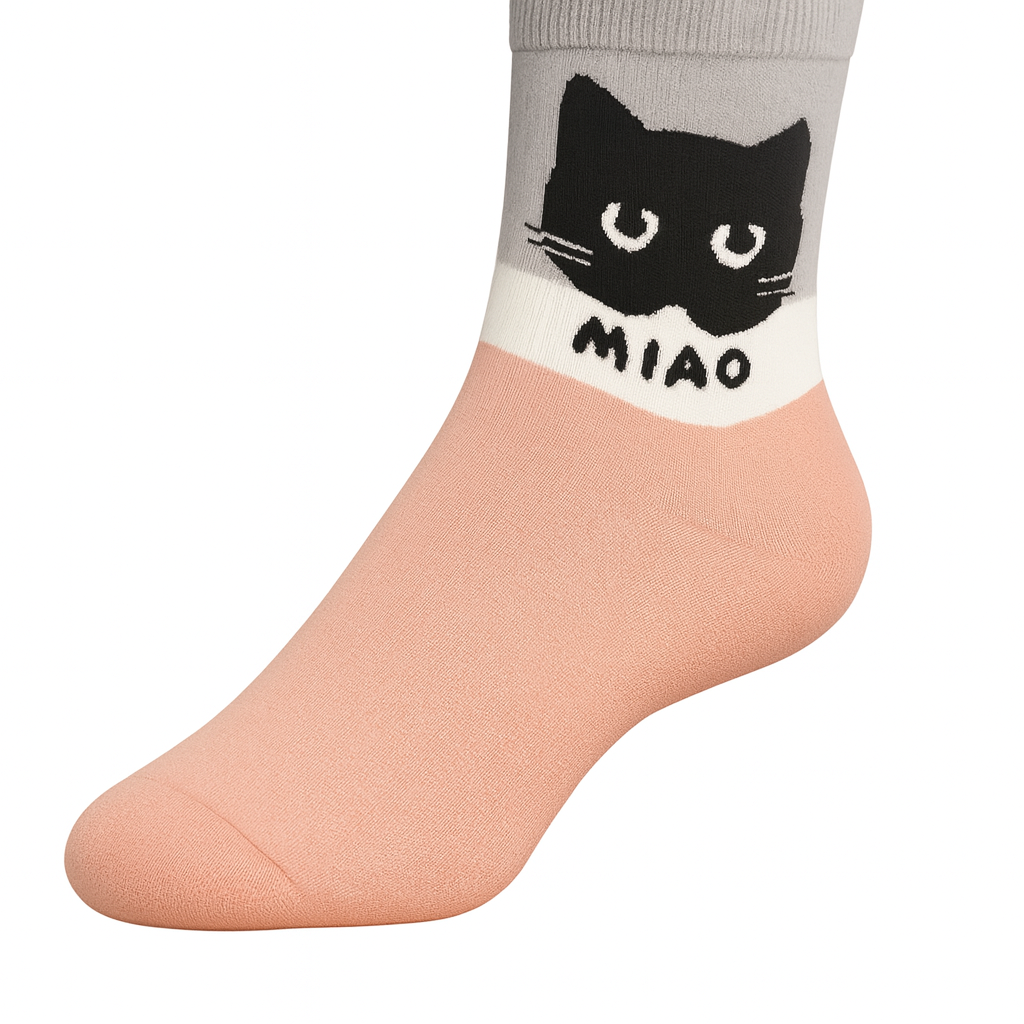Meia com desenho de gato