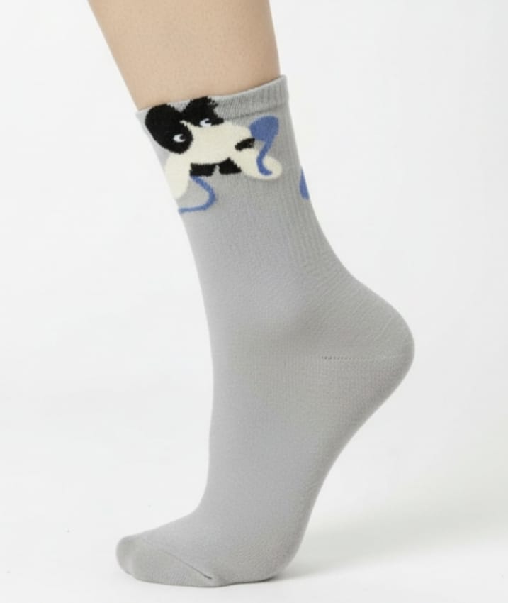 Meia cinza com Cachorro