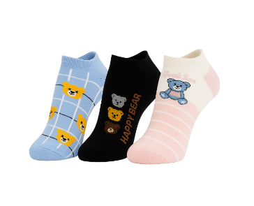 Conjunto de 3 pares de Meias divertidas com estampa de ursinho