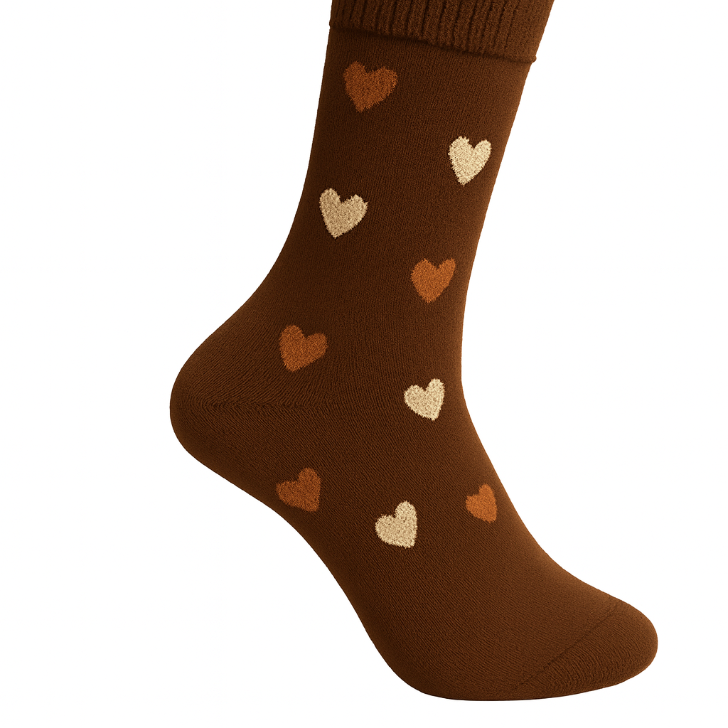Meia Castanha escura com corações