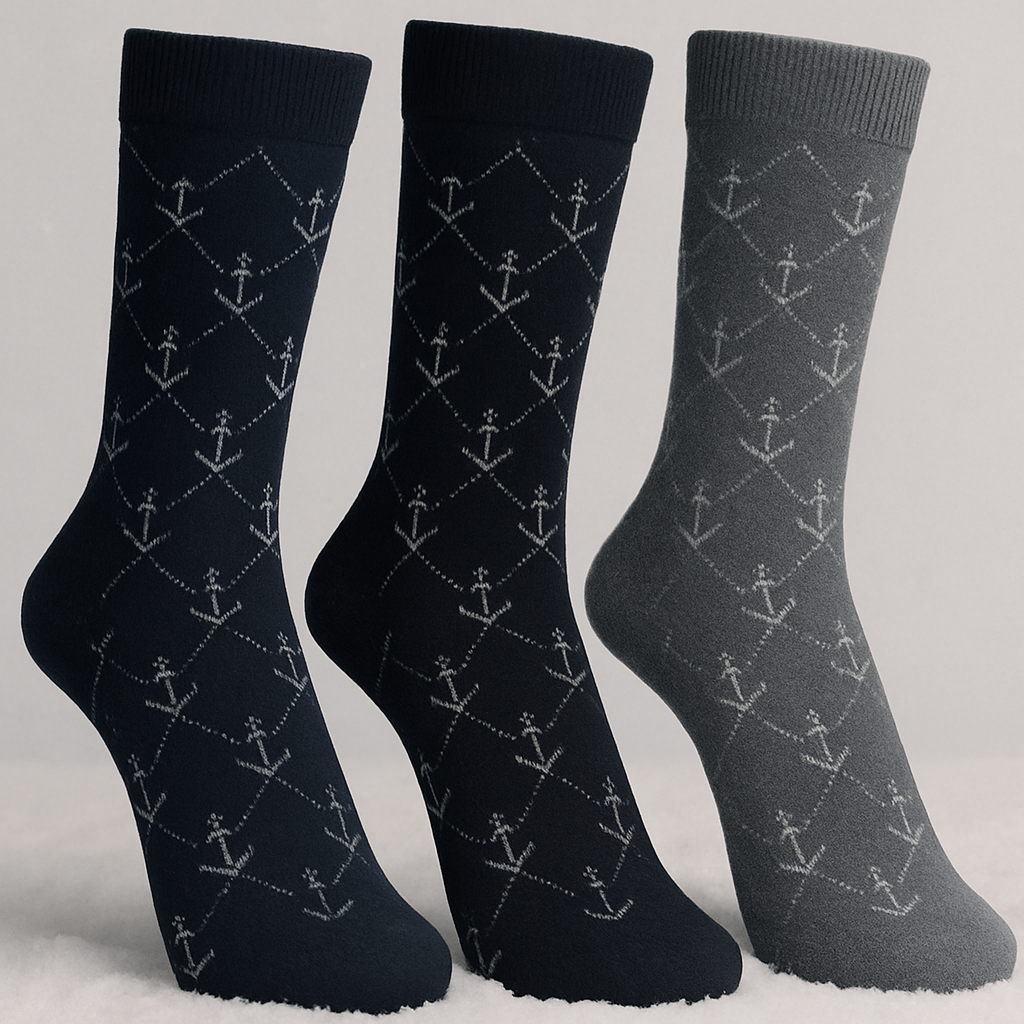 Conjunto de 3 Pares de Meias estampadas náuticas