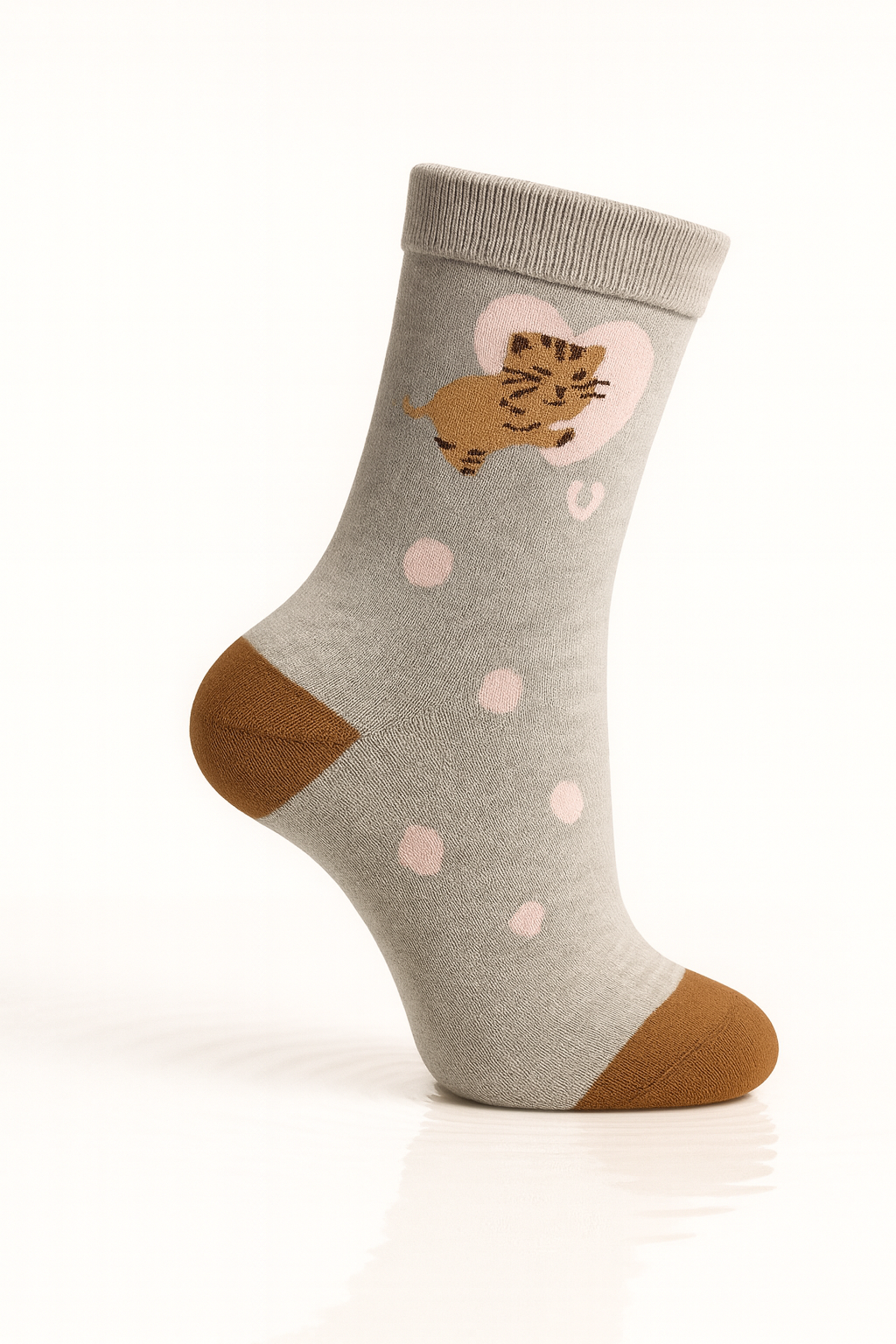 Meia cinza com estampa de gato