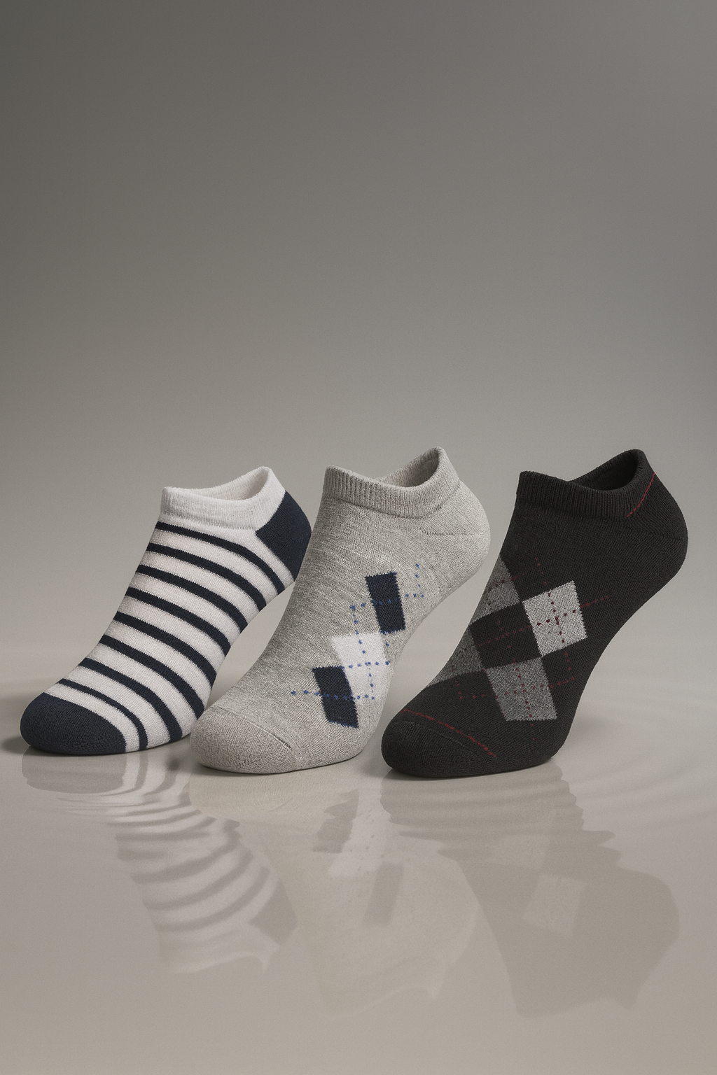 Conjunto de 3 Pares de Meias masculinas estilo casual