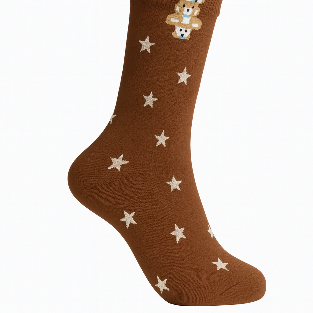 Meia castanha com Ursinhos e estrelas