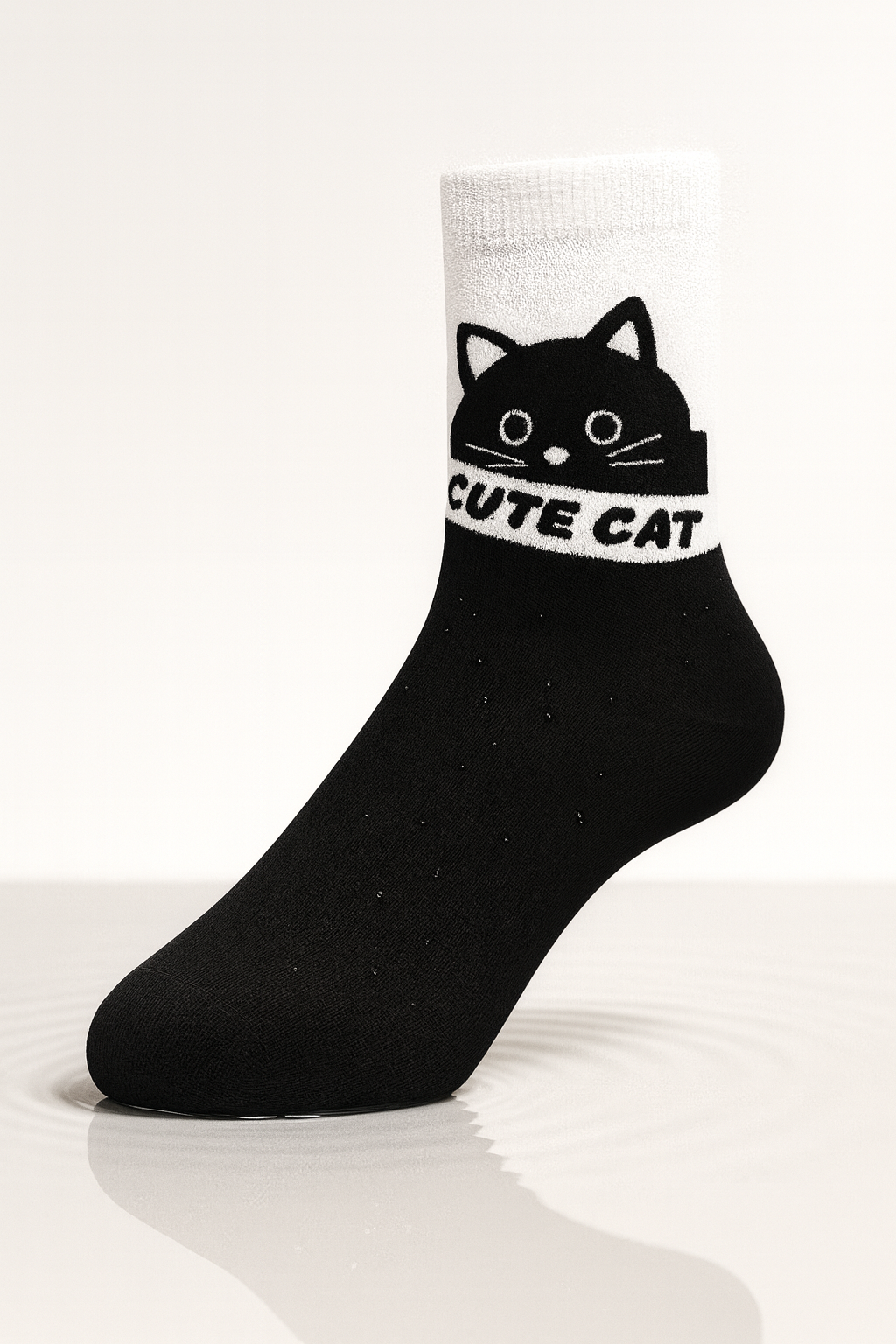 Meia divertida com estampa de gato