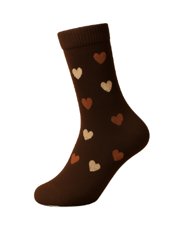 Meia Castanha escura com corações