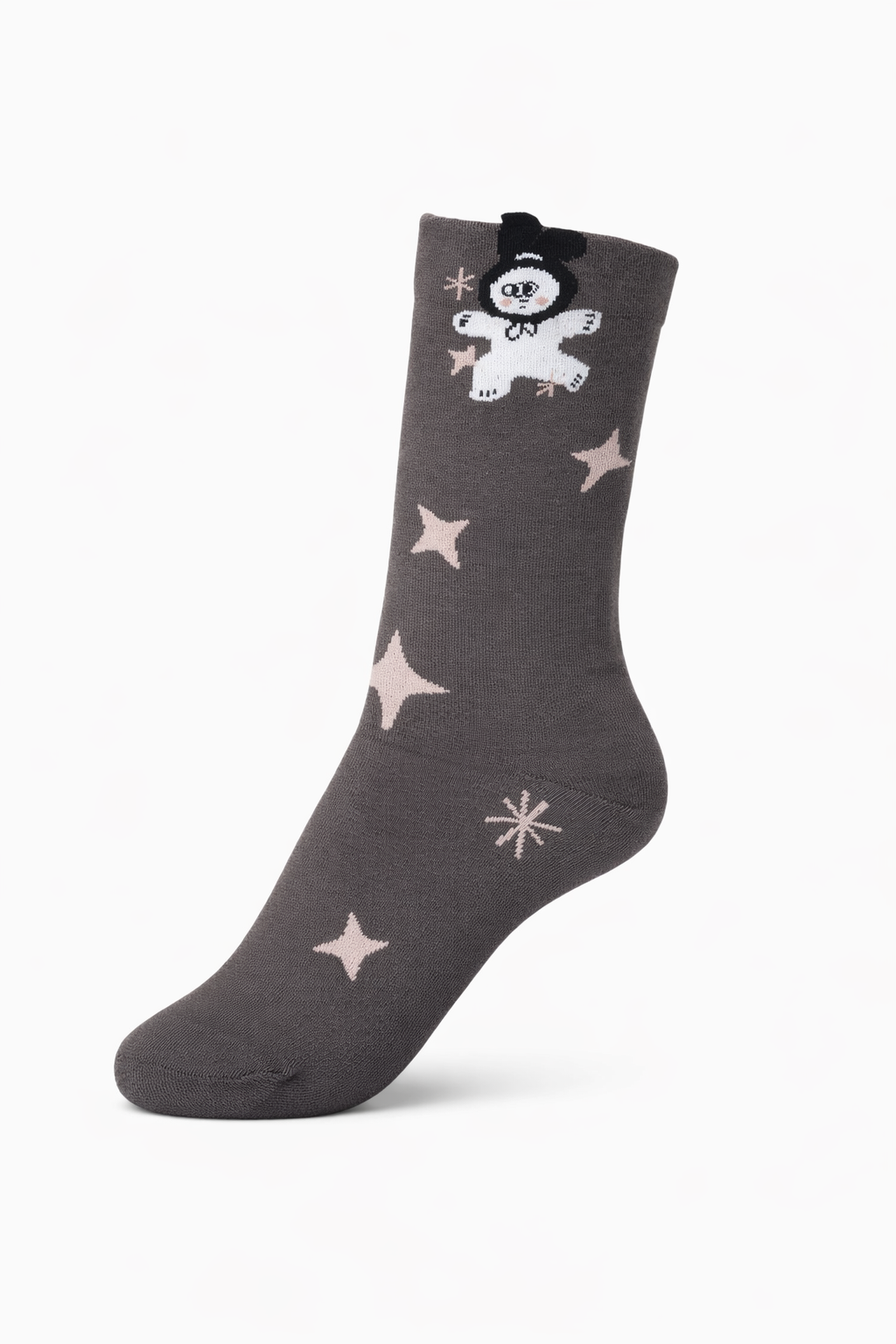 Meia cinza com boneco 