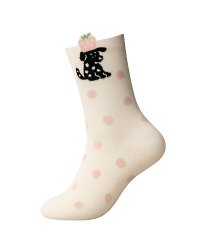 Meia branca com cachorro