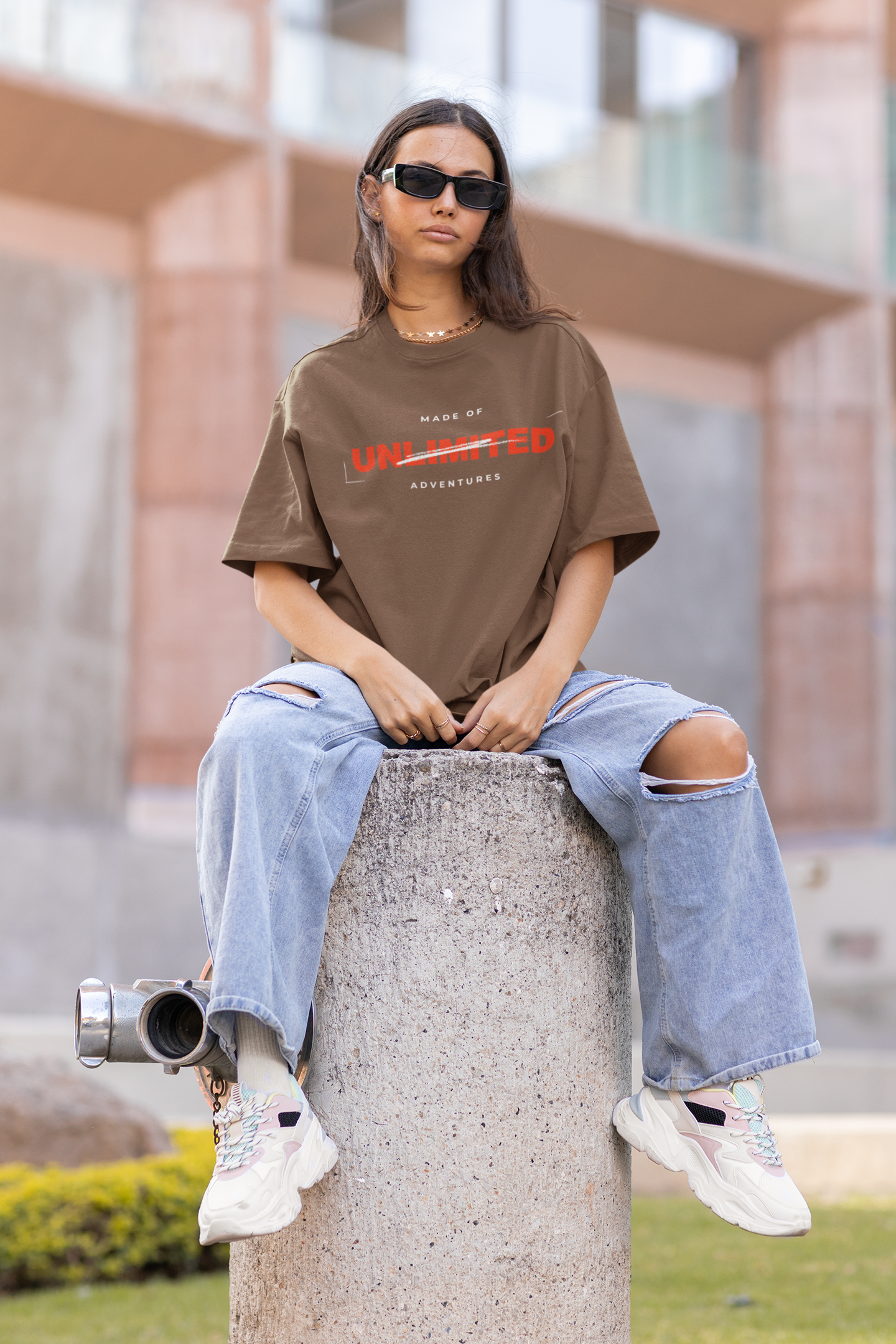 Unlimited Adventures Oversized T-Shirt – Brown