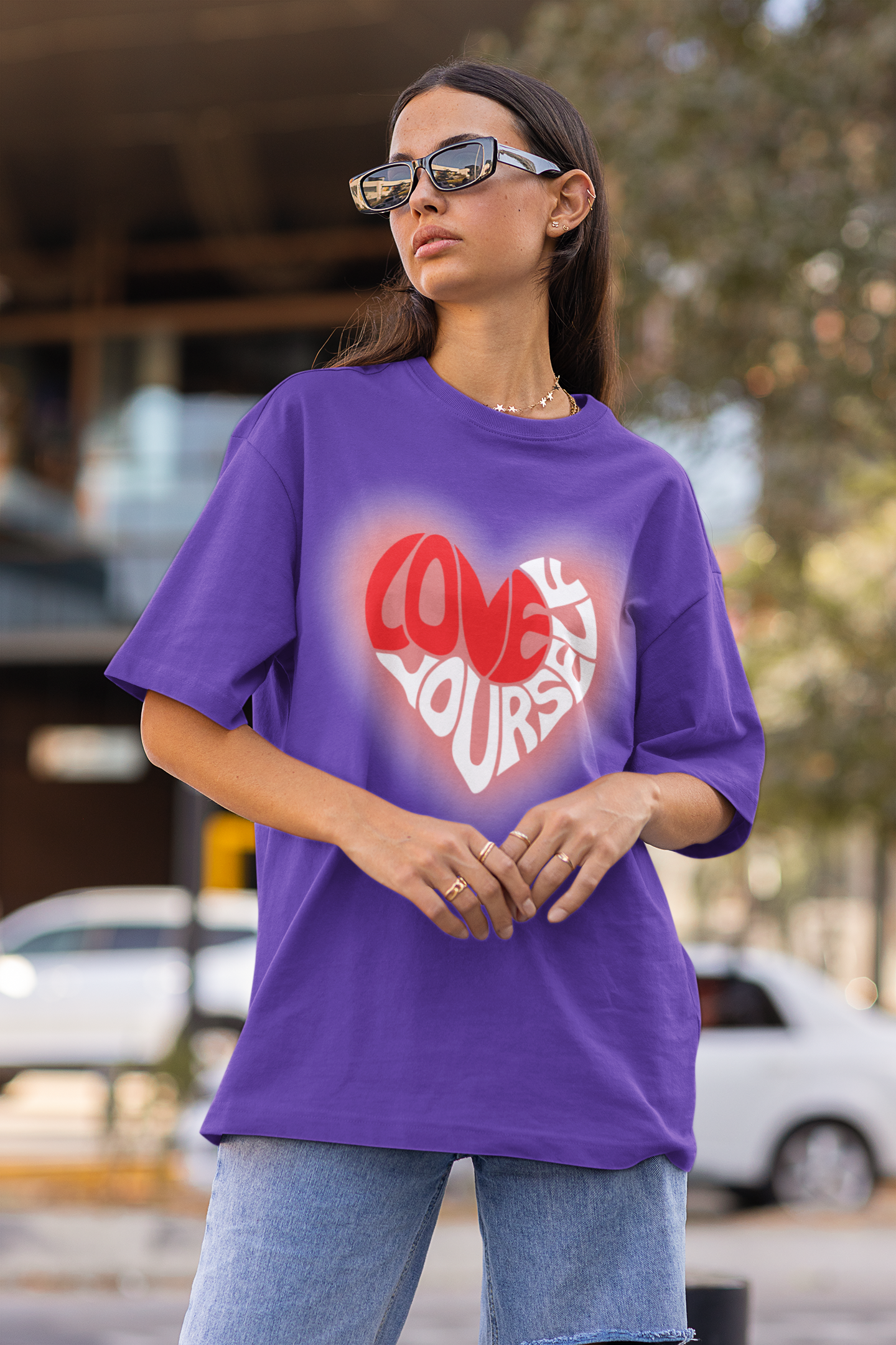 Love Yourself Oversized Graphic Tee – Purple
