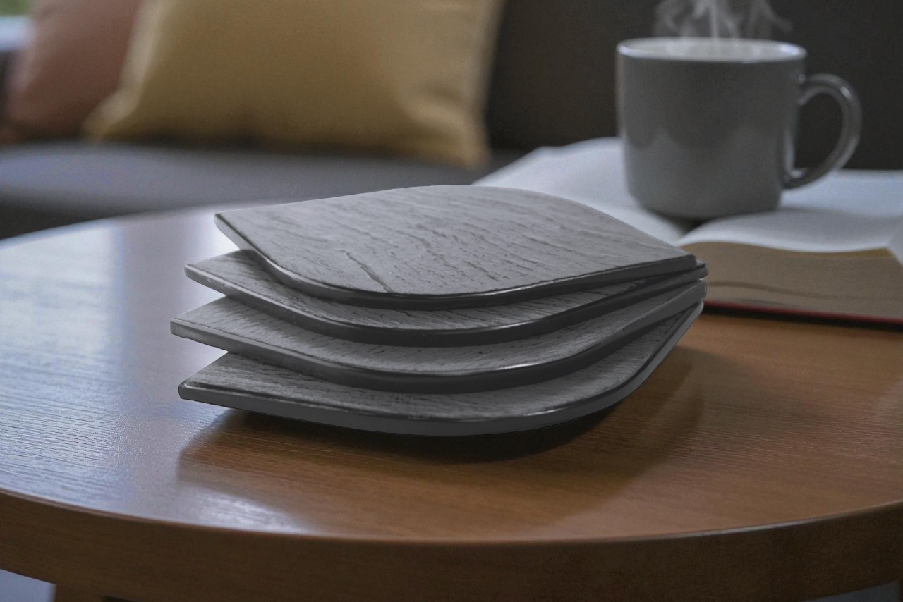 Sous-verres en ardoise gris argent