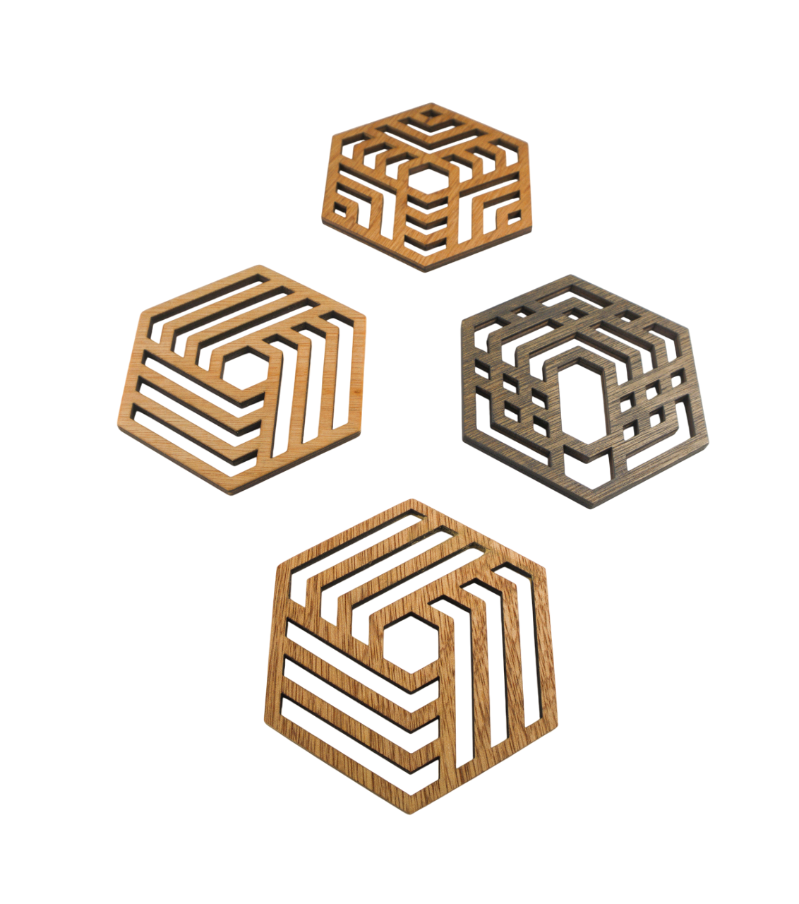 Dessous de verres hexagonaux en bois