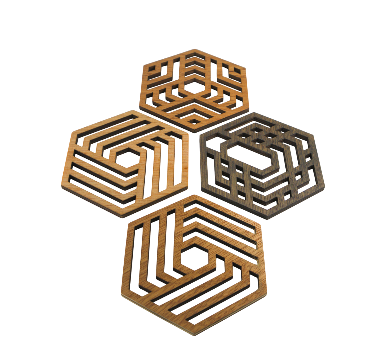 Dessous de verres hexagonaux en bois