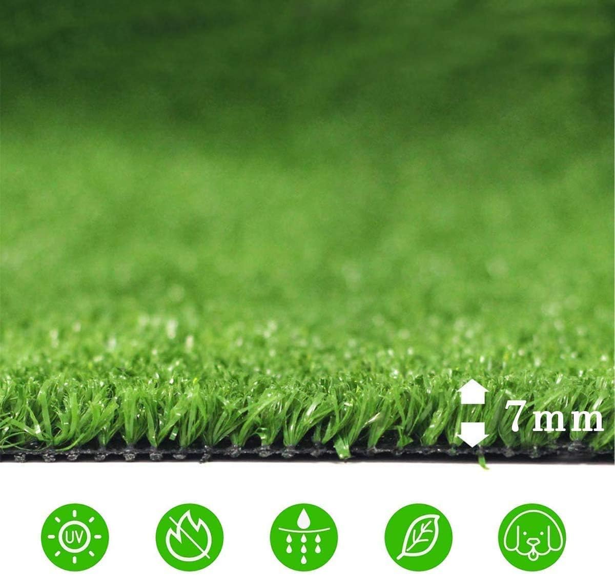  Moqueta Cesped Artificial 7 mm. Rollo Varias Medidas para Exterior e Interior, Niños y Perros. Thayba
