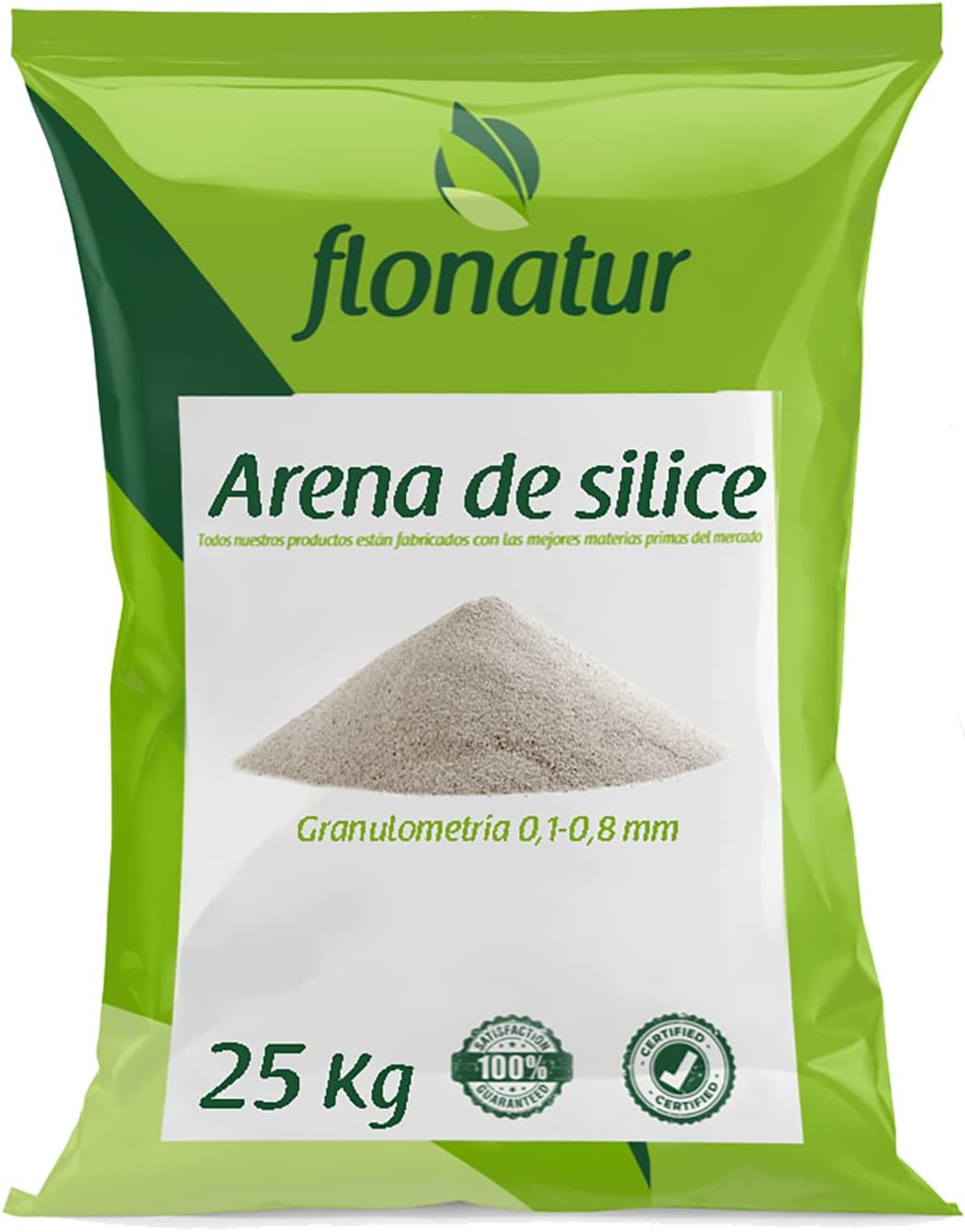 Arena de silice para cesped Artificial, Saco 25kg, Arena de Gatos, pavimentos Decorativos, Deportivos, Pistas de Padel, Futbol. Granulometría 0,1-0,8