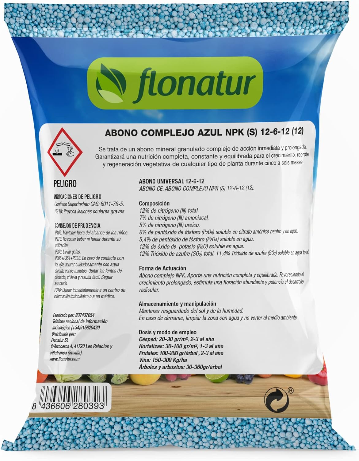 Abono Plantas, Abono Azul Granulado, Fertilizante para Plantas Verdes, Tomates y Orquideas, NPK 12-6-12 Abono Azul Universal para Mezclar con Tierra para Plantas