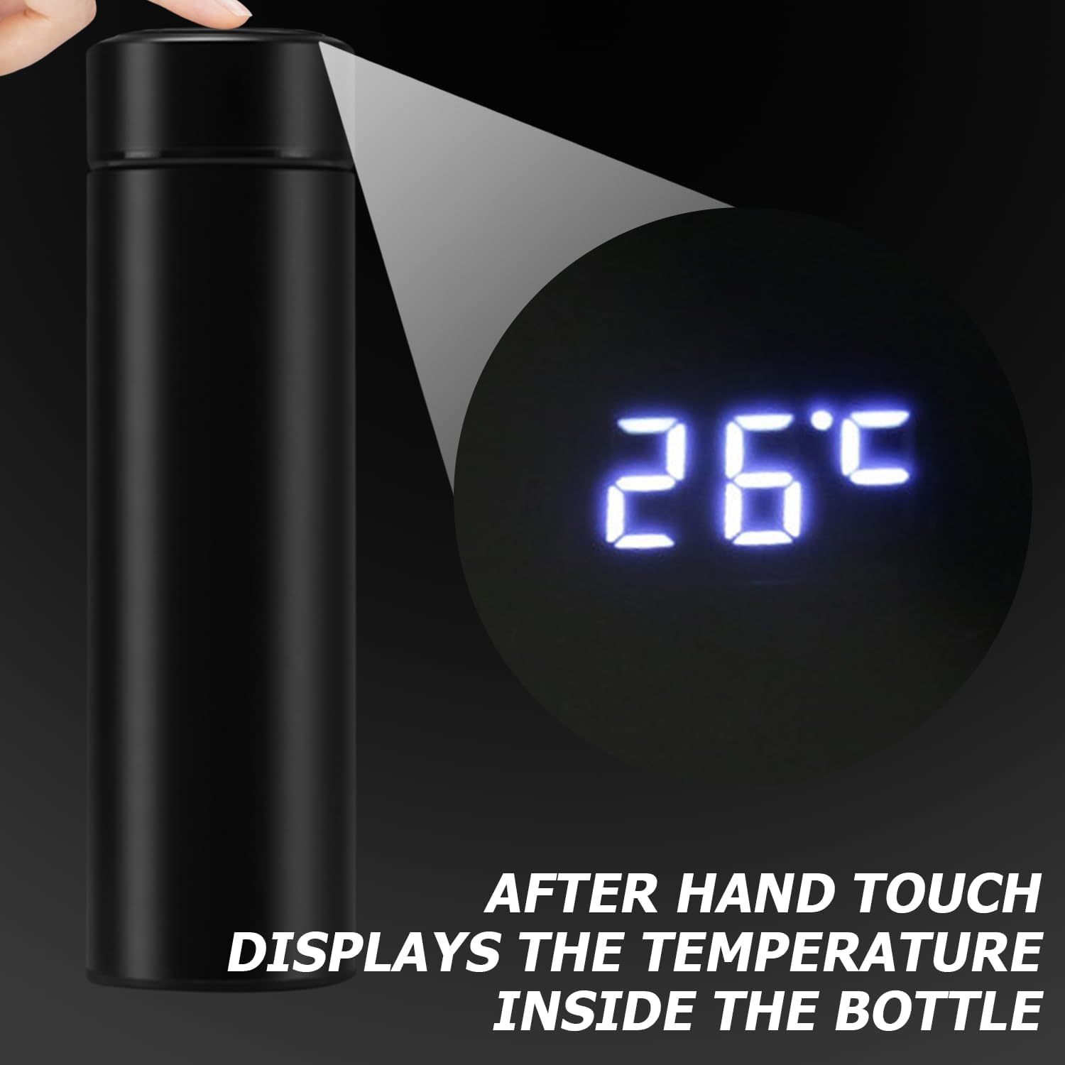 Termo de acero inoxidable:Taza de Viaje,Termo Taza 500ML Travel Mug,Botella de agua inteligente deportiva con pantalla LED de temperatura,Termo termo para agua fría y caliente Thayba