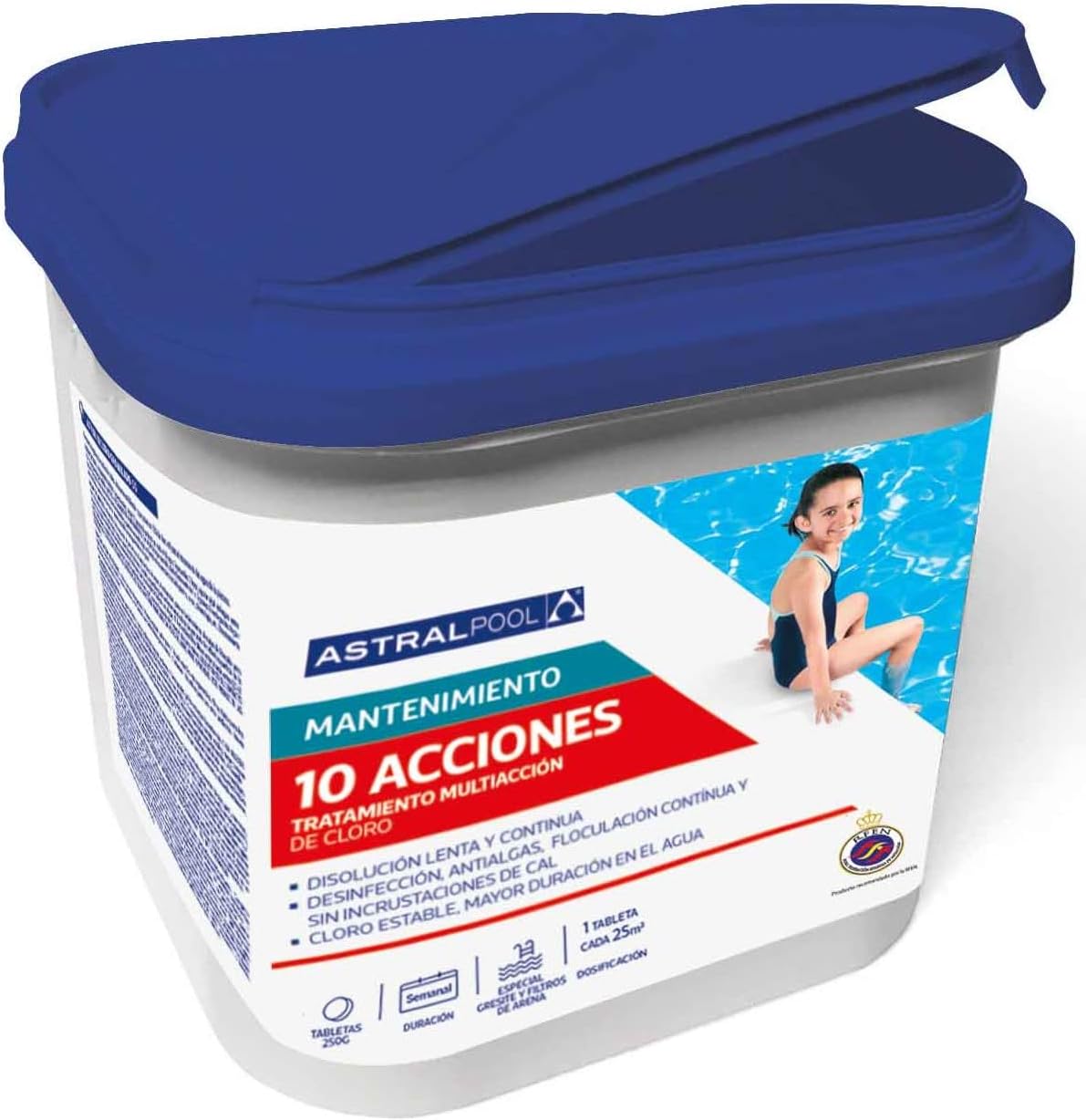 Cloro 10 Acciones ASTRALPOOL de Disolución Lenta y Continua 5kg - Tratamiento Multiacción - Especial Gresites y Filtros de Arena