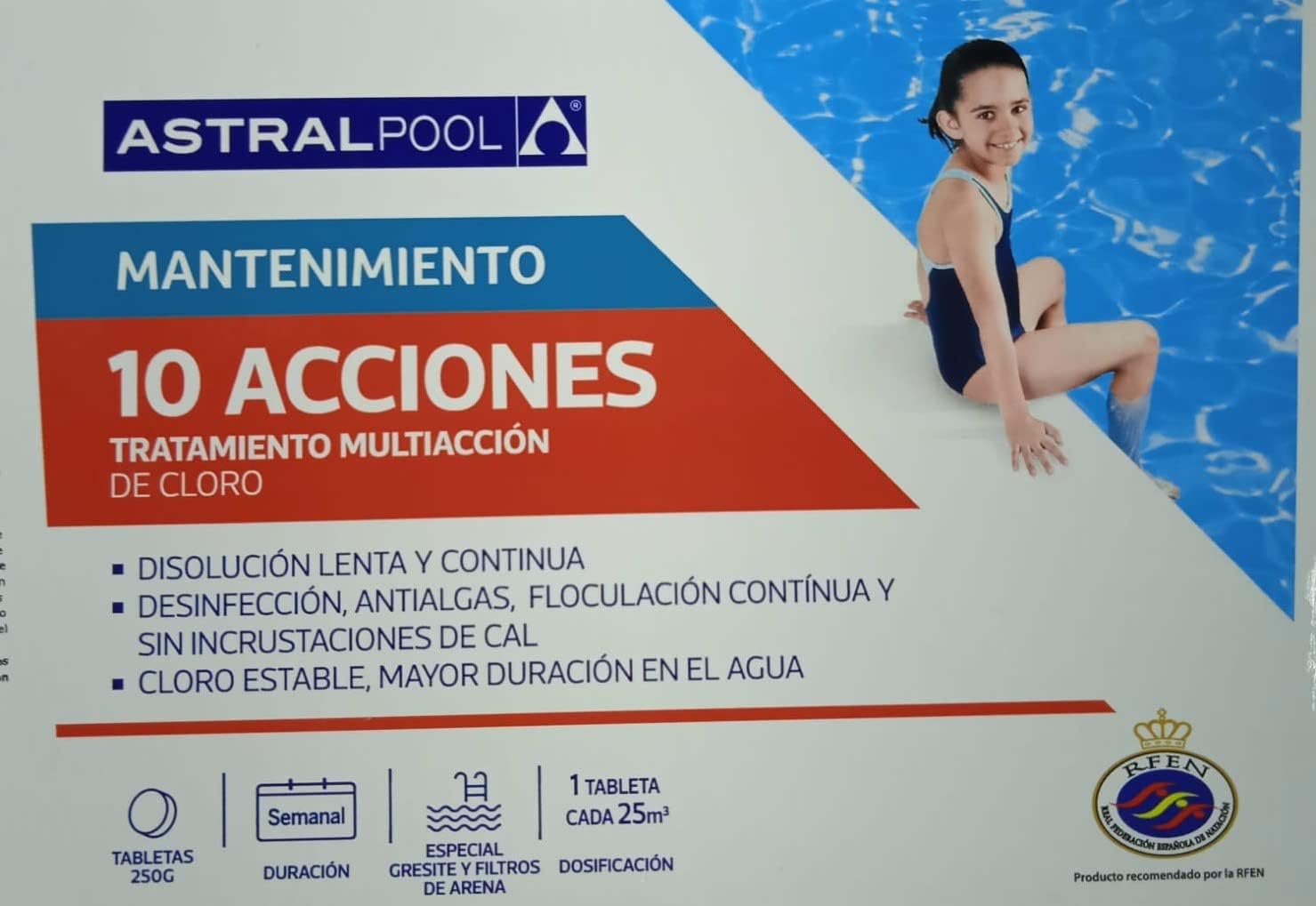 Cloro 10 Acciones ASTRALPOOL de Disolución Lenta y Continua 5kg - Tratamiento Multiacción - Especial Gresites y Filtros de Arena