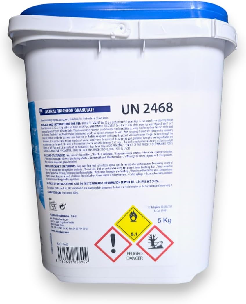 Tricloro Granulado en Tarrina de 5kg de Astralpool- Cloro Lento en Grano de 5 Kilogramos de Astralpool para Piscinas
