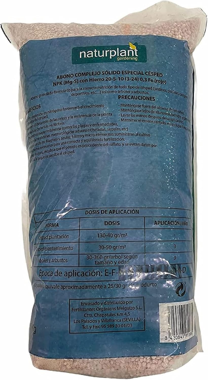 NATURPLANT Abono Especial Césped, Rojo, 5 Kg
