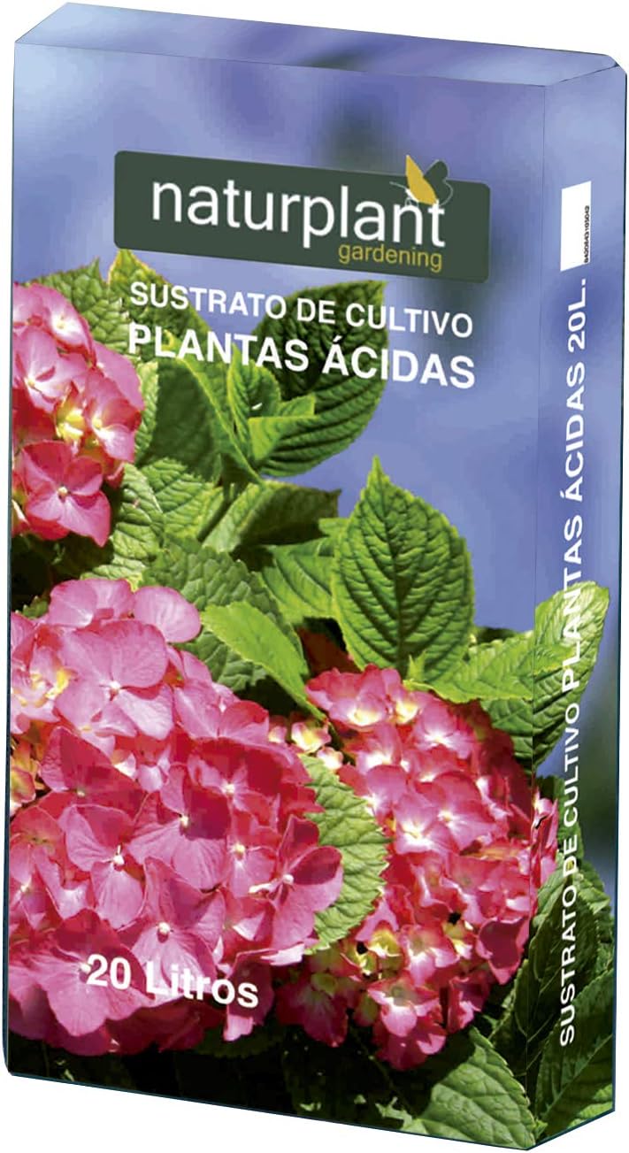 NATURPLANT Sustrato para Planta Ácidas o Acidófilas, Azalea, Camelia, Hortensia, Erica, Rododendros, PH Entre 5 y 6, ACIDAS 20L