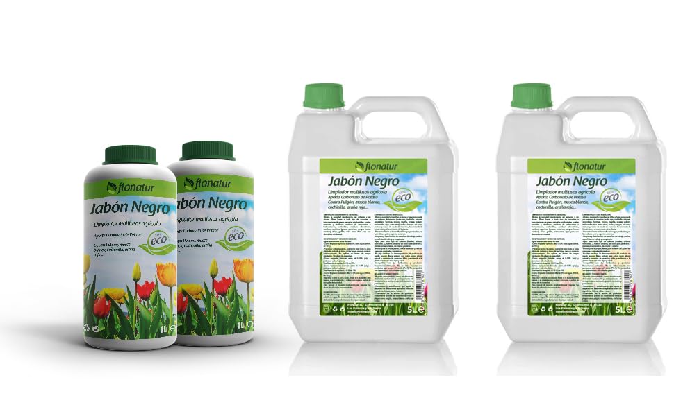 flonatur Jabón Potásico , Jabón Negro, Limpiador Multiusos Agrícola, Jabón Potásico para Plantas, contra Pulgón, Mosca Blanca, Cochinilla, Araña Roja, Elaborado con Productos Naturales