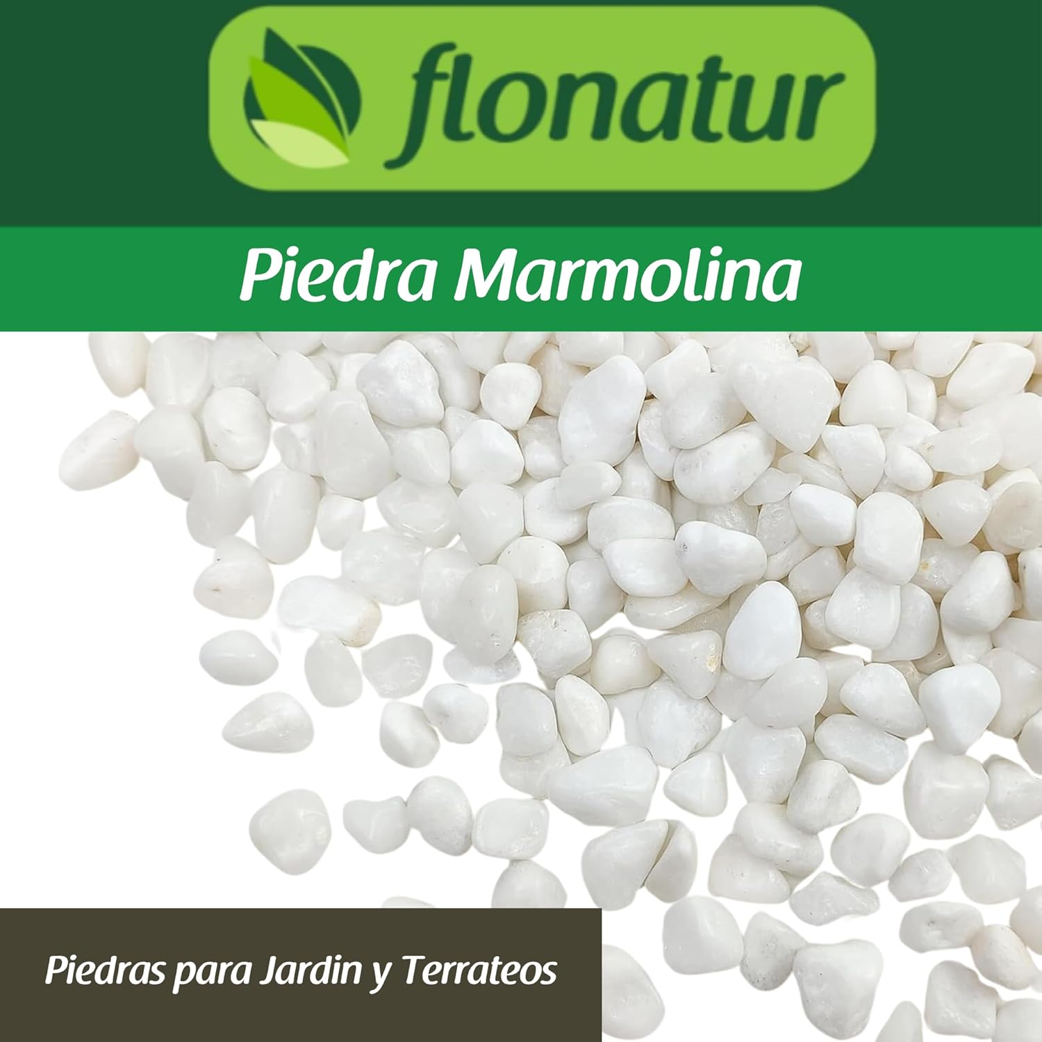 flonatur Piedras Blancas para Jardin y Terratios| Piedras Decorativas para Macetas | Ideal para Acuarios | Piedras Marmolina Blanca |Fácil Aplicación y Múltiples Usos