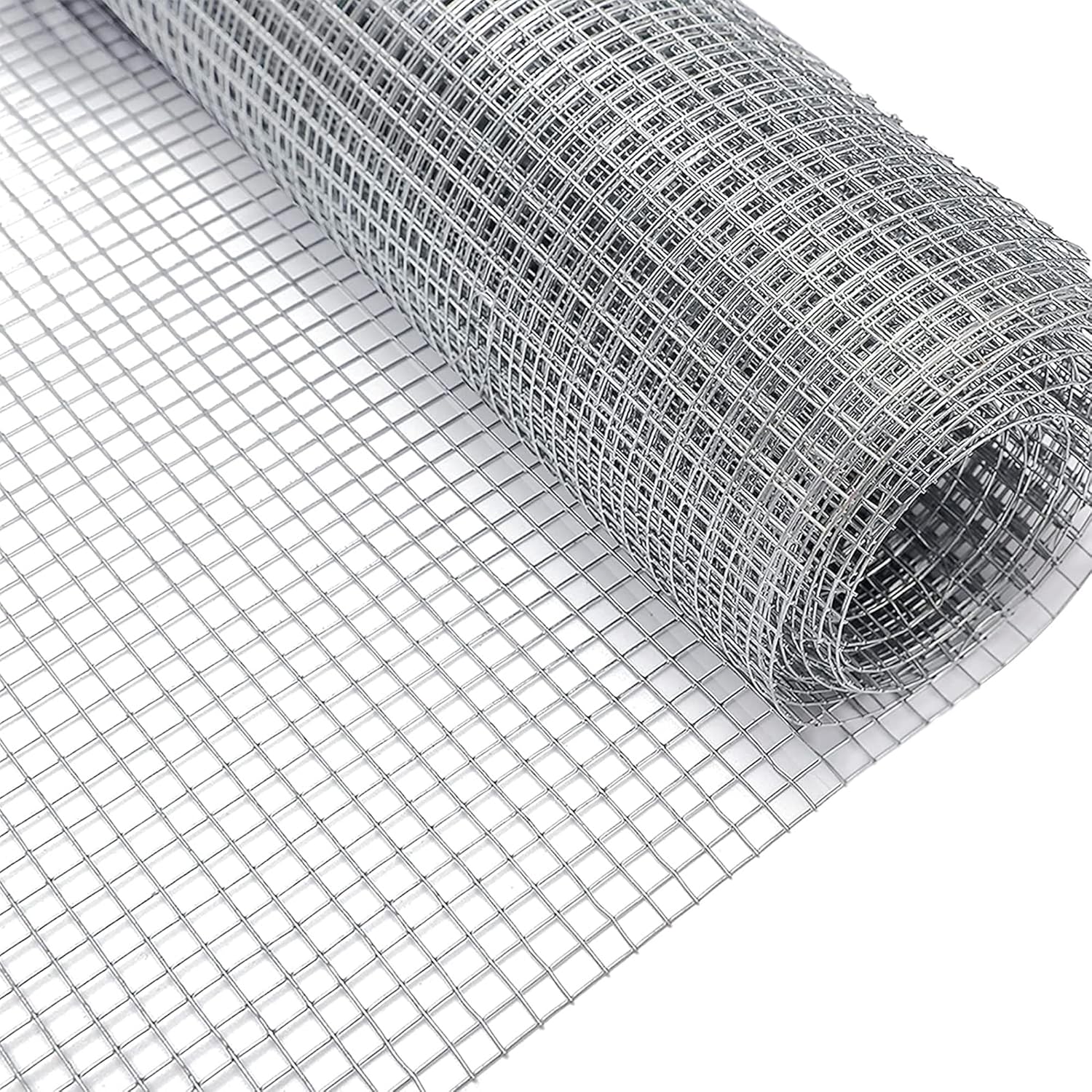 Malla Metálica Electrosoldada Galvanizada. Perfecta para plantas y animales, múltiples usos. Rollo 1x5 m. Hueco 20 mm. Grosor del Cable 0.9 mm. Plateado