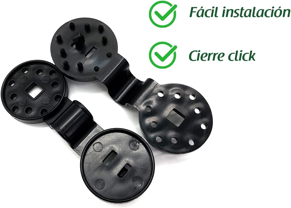 Pinzas de plástico clips para sujeción de mallas de ocultación, brezo, telas, vallas de su jardín. Bolsas de grapas cierra fácil color negro