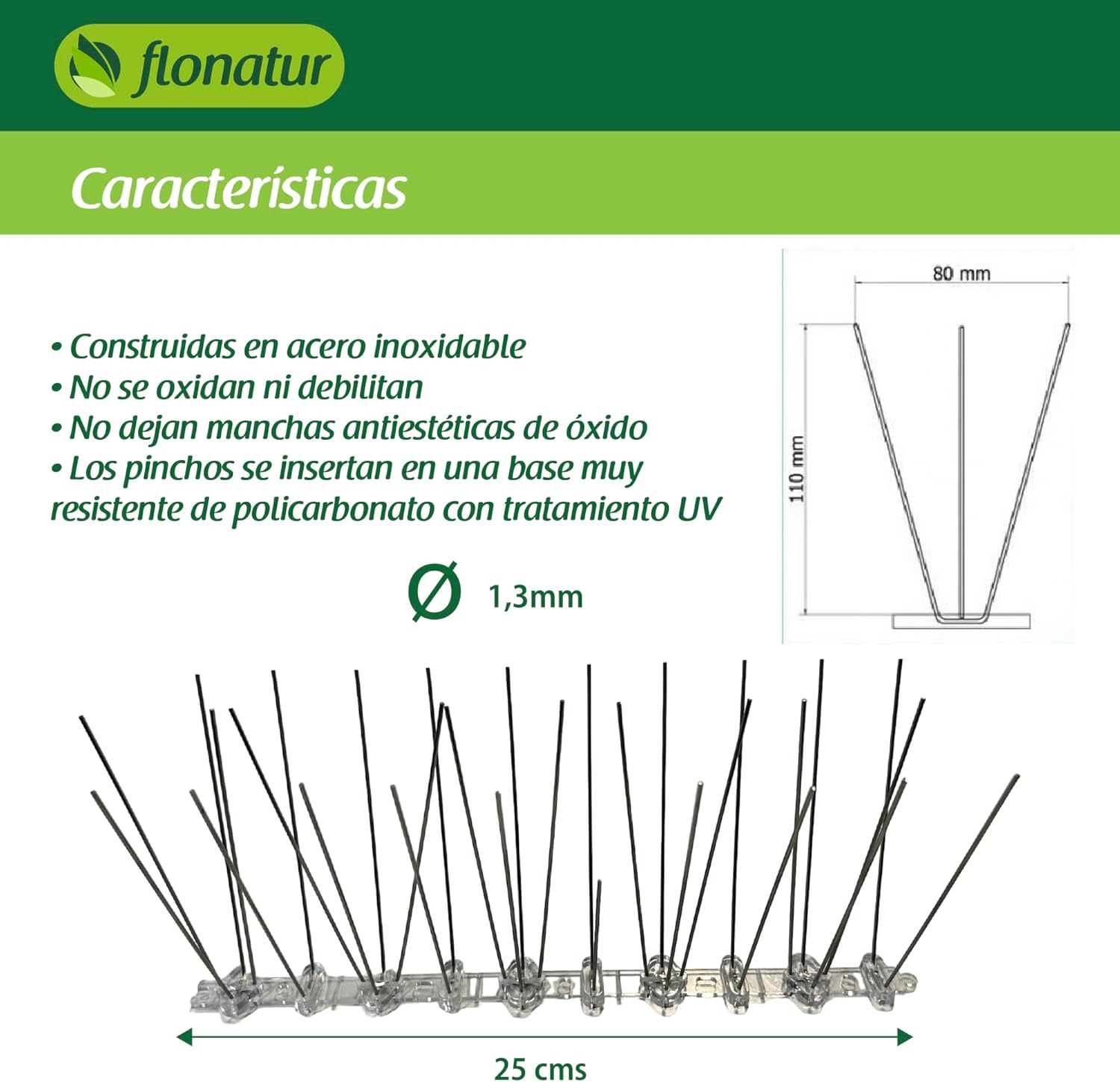 Pinchos Antipalomas de Acero Inoxidable, 3 Metros, Solución Eficaz para Repeler y espantar Todo Tipo de Aves, Cumple con la Ley protección Animal 2024, fácil instalación