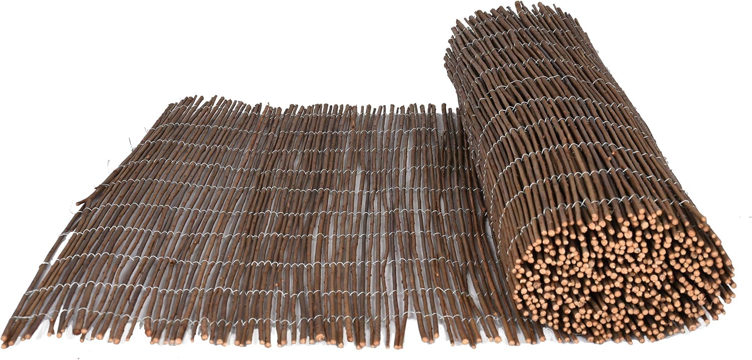 Valla de Mimbre Gruesa  | Cañizo Jardin natural | Cerramiento de Mimbre 85% Ocultación | Valla Decorativa de Mimbre natural