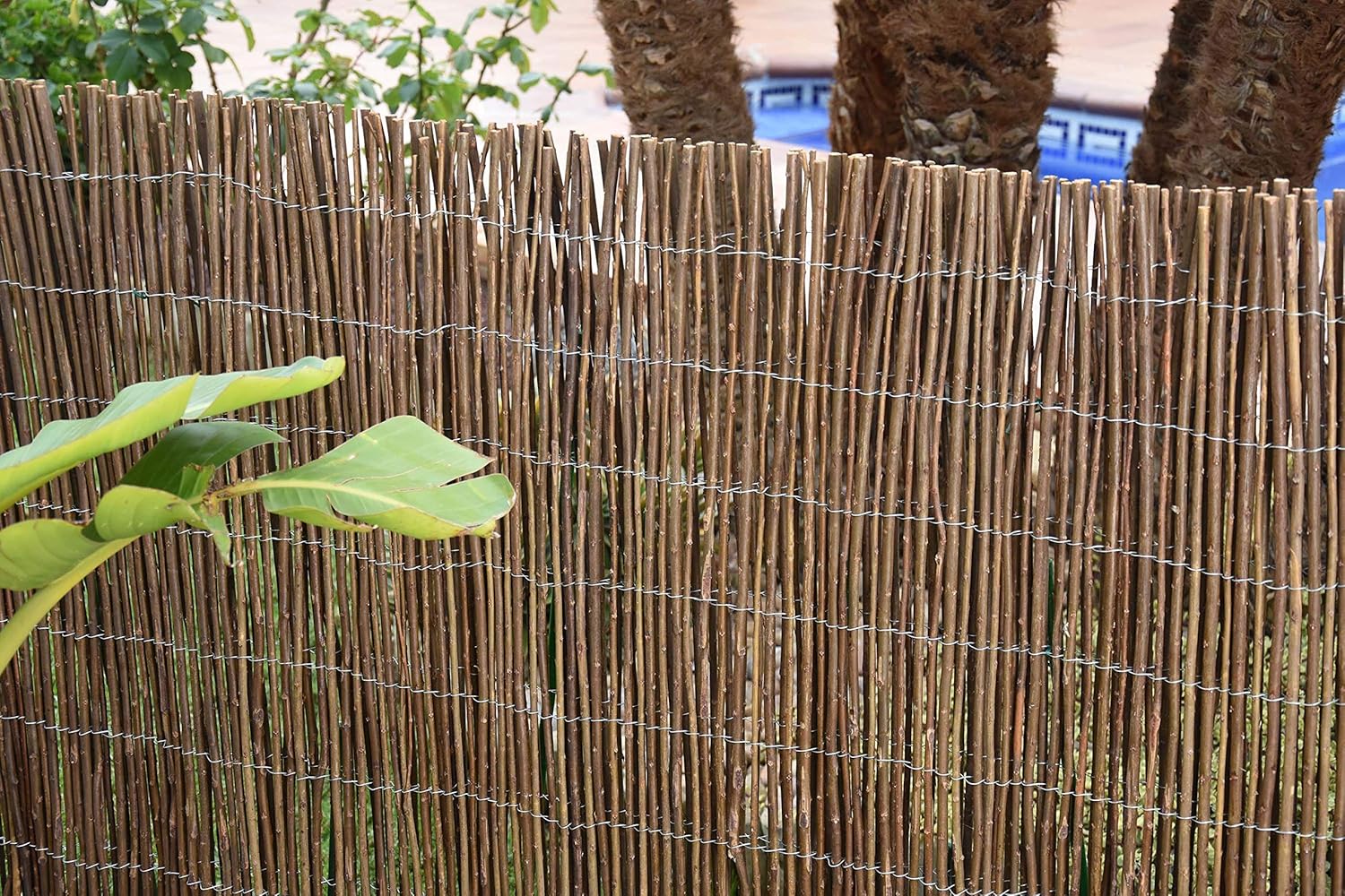 Valla de Mimbre Gruesa  | Cañizo Jardin natural | Cerramiento de Mimbre 85% Ocultación | Valla Decorativa de Mimbre natural