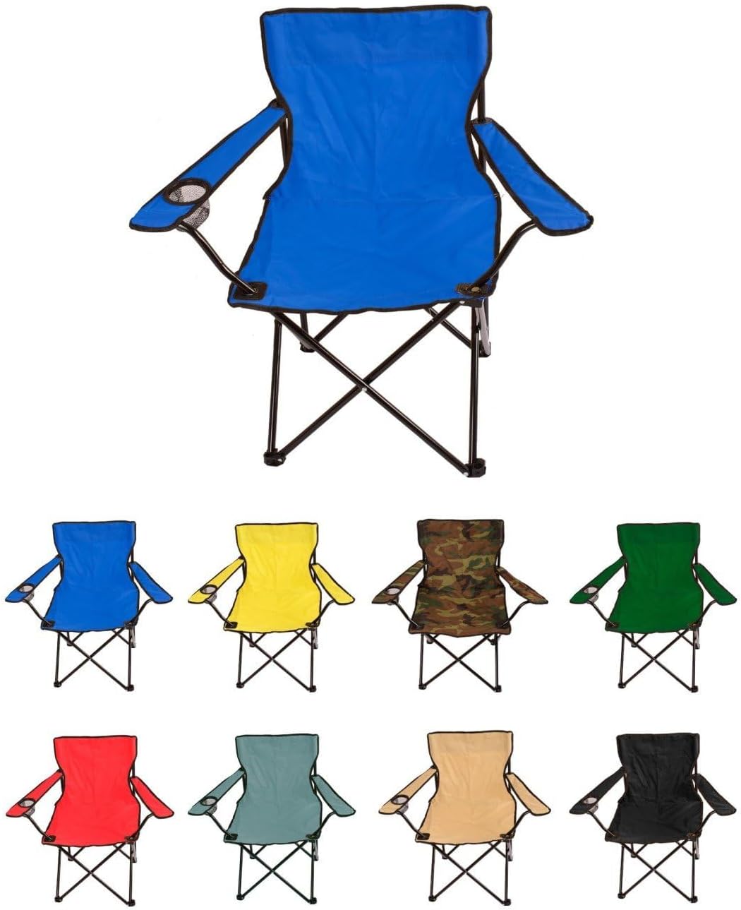 Silla de Camping Plegable de Acero con Reposabrazos y Funda con Asas- 80x80x50 cm, Resistente al Agua - Ideal para Exterior