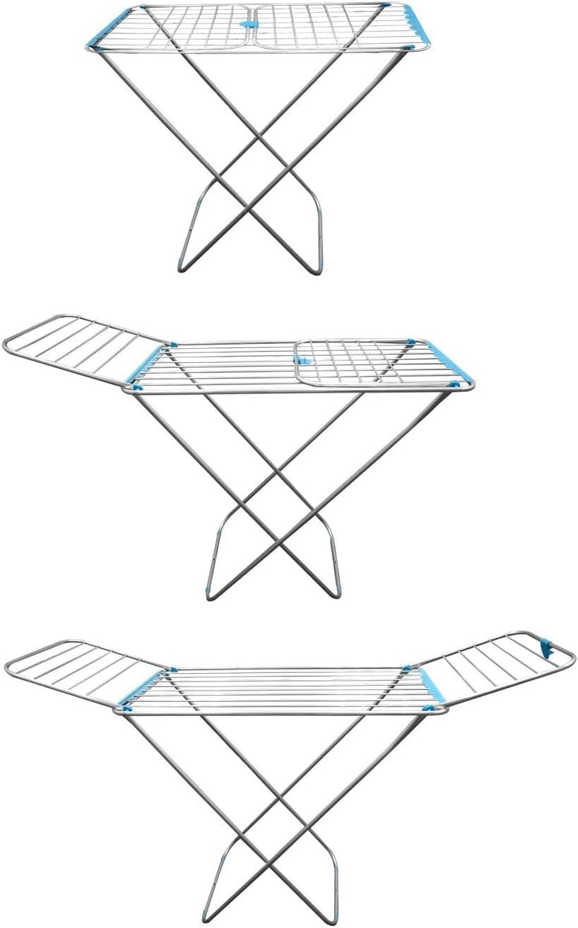 Tendedero de Aluminio con Capacidad de 20m Incluye 20 Pinzas Tendal Plegable con Varillas Gruesas y Resistente Plata