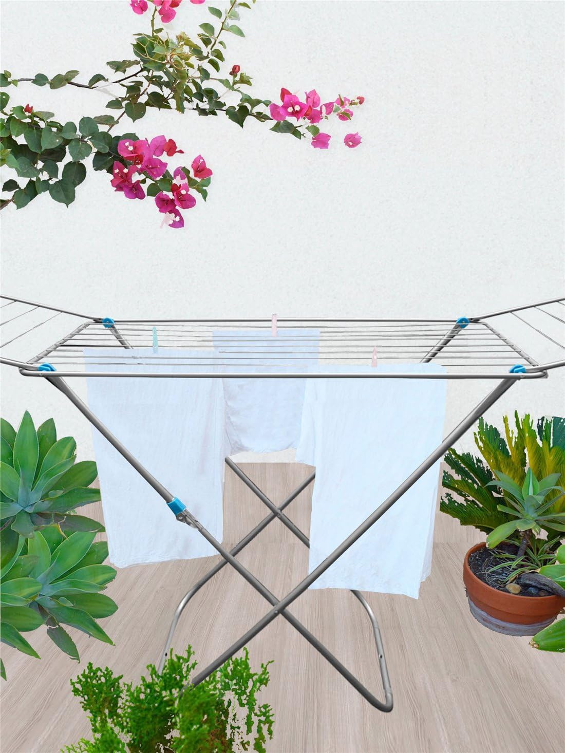 Tendedero metálico Plegable con alas Superficie 19 m 182 x 56 x 107 cm