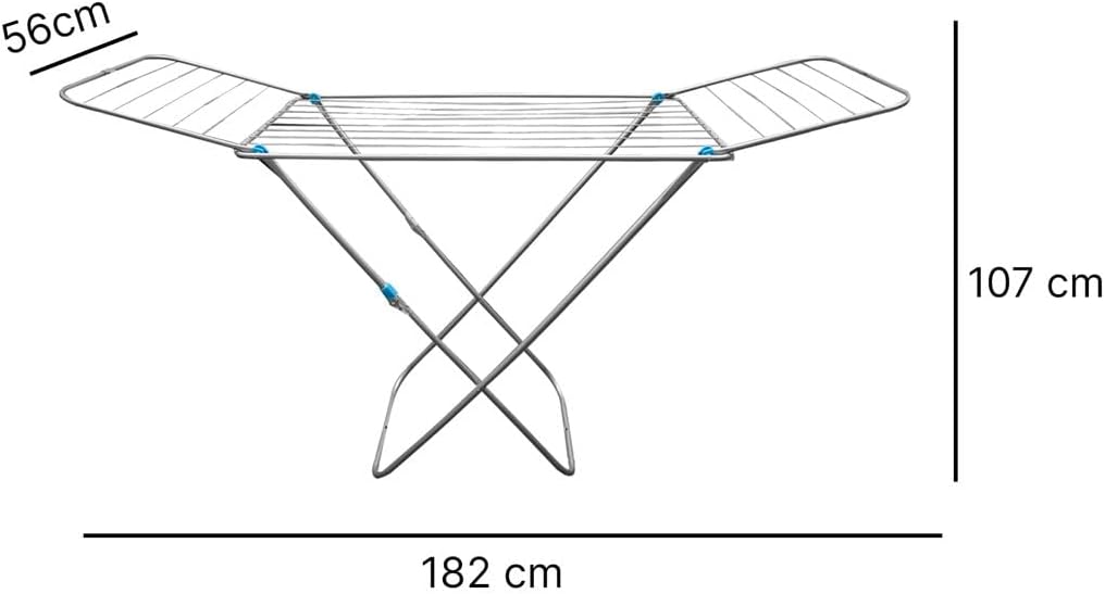 Tendedero metálico Plegable con alas Superficie 19 m 182 x 56 x 107 cm