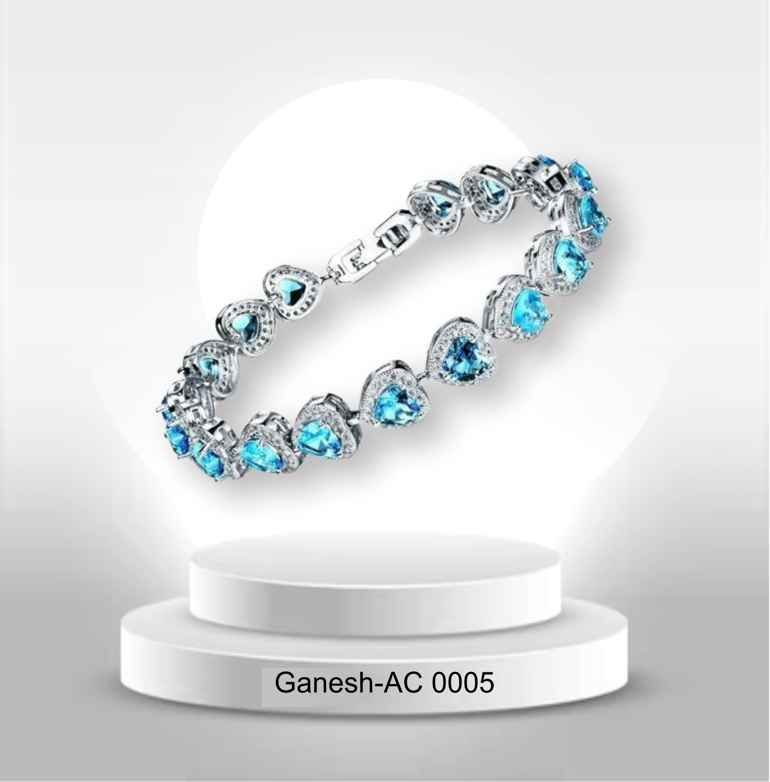 Pulsera corazones agua marina.