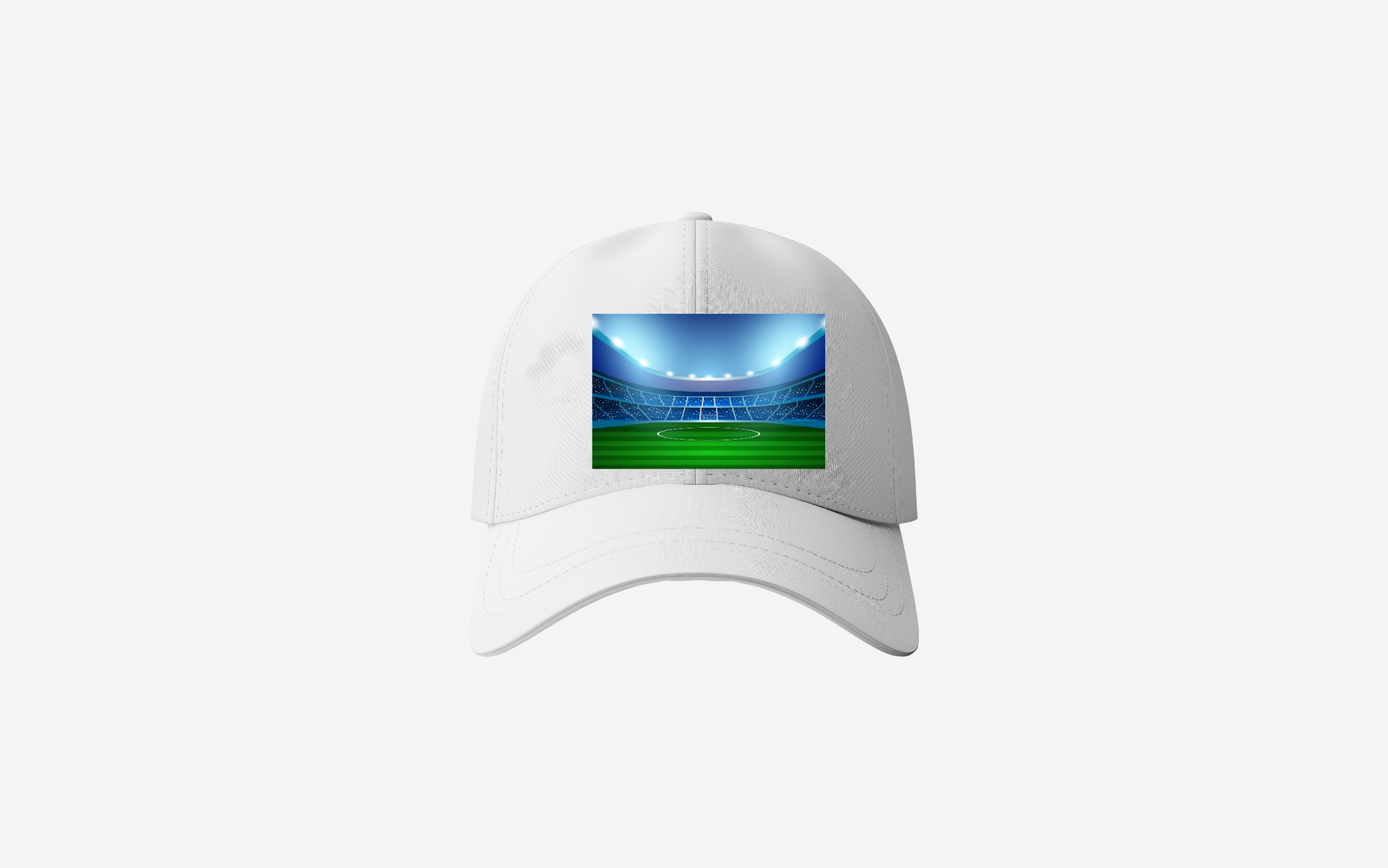 Baseball cap with design of sports field