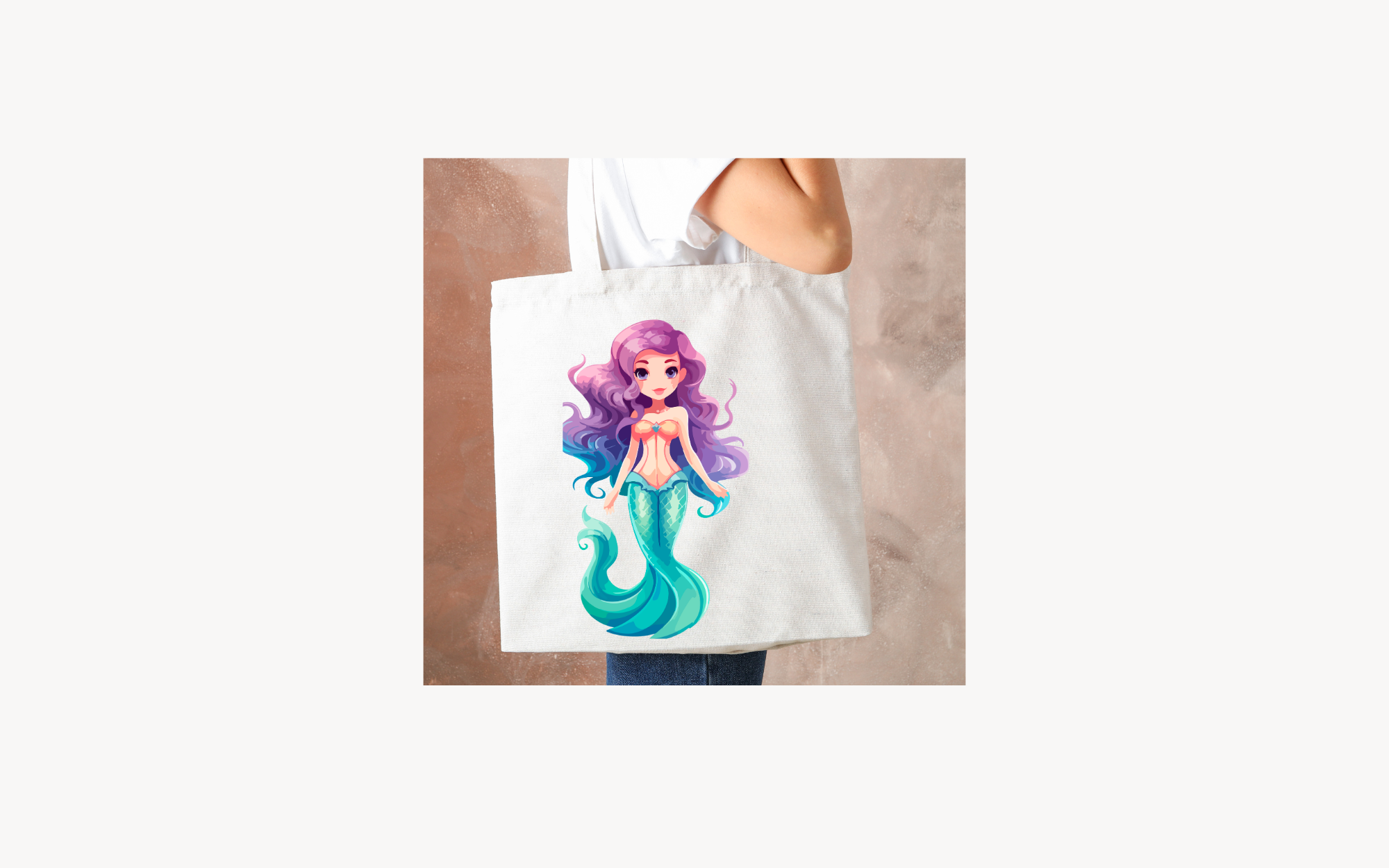 Mermaid with colorful purple and blue hair Tote bag