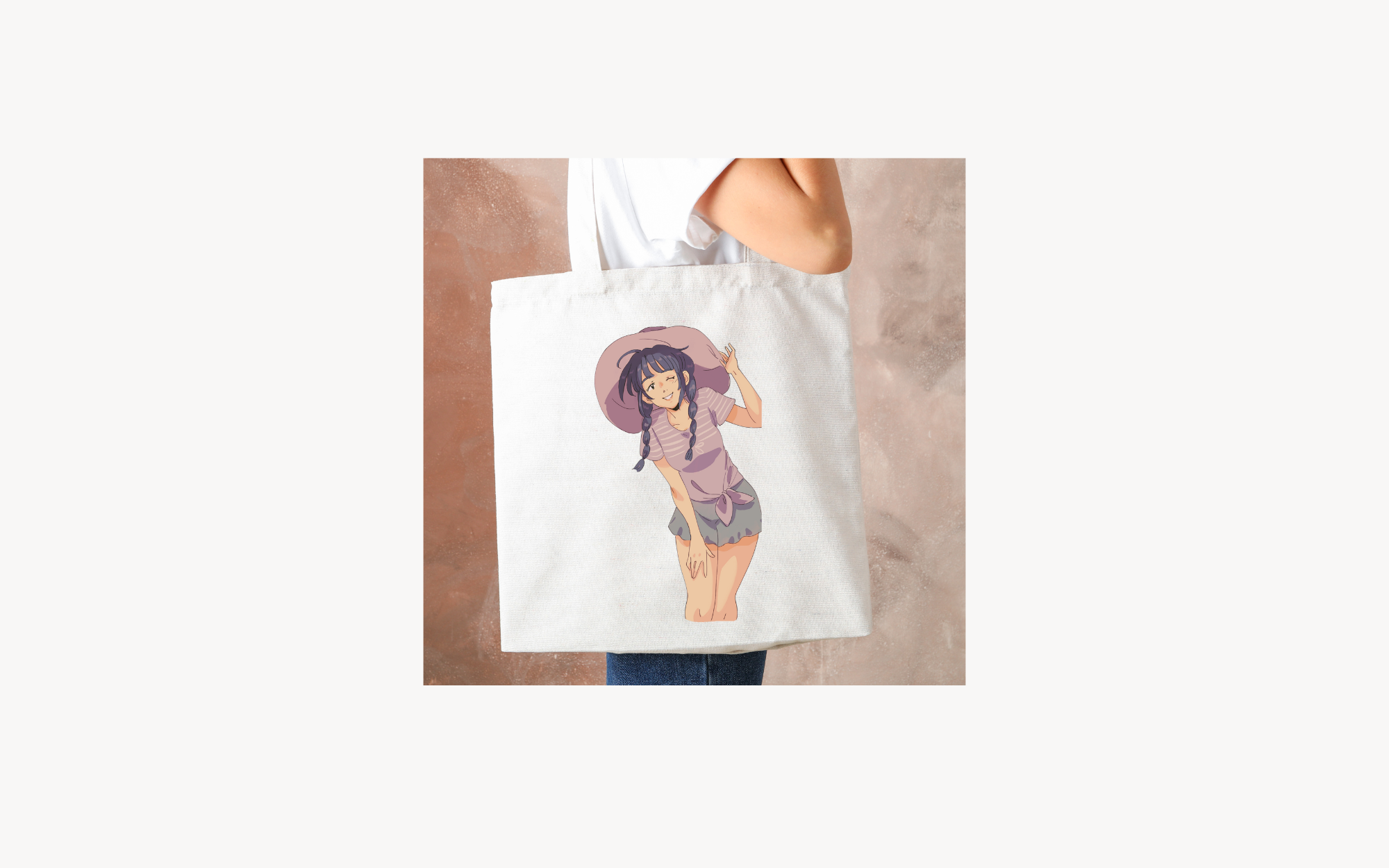 girl with big sun hat Tote Bag