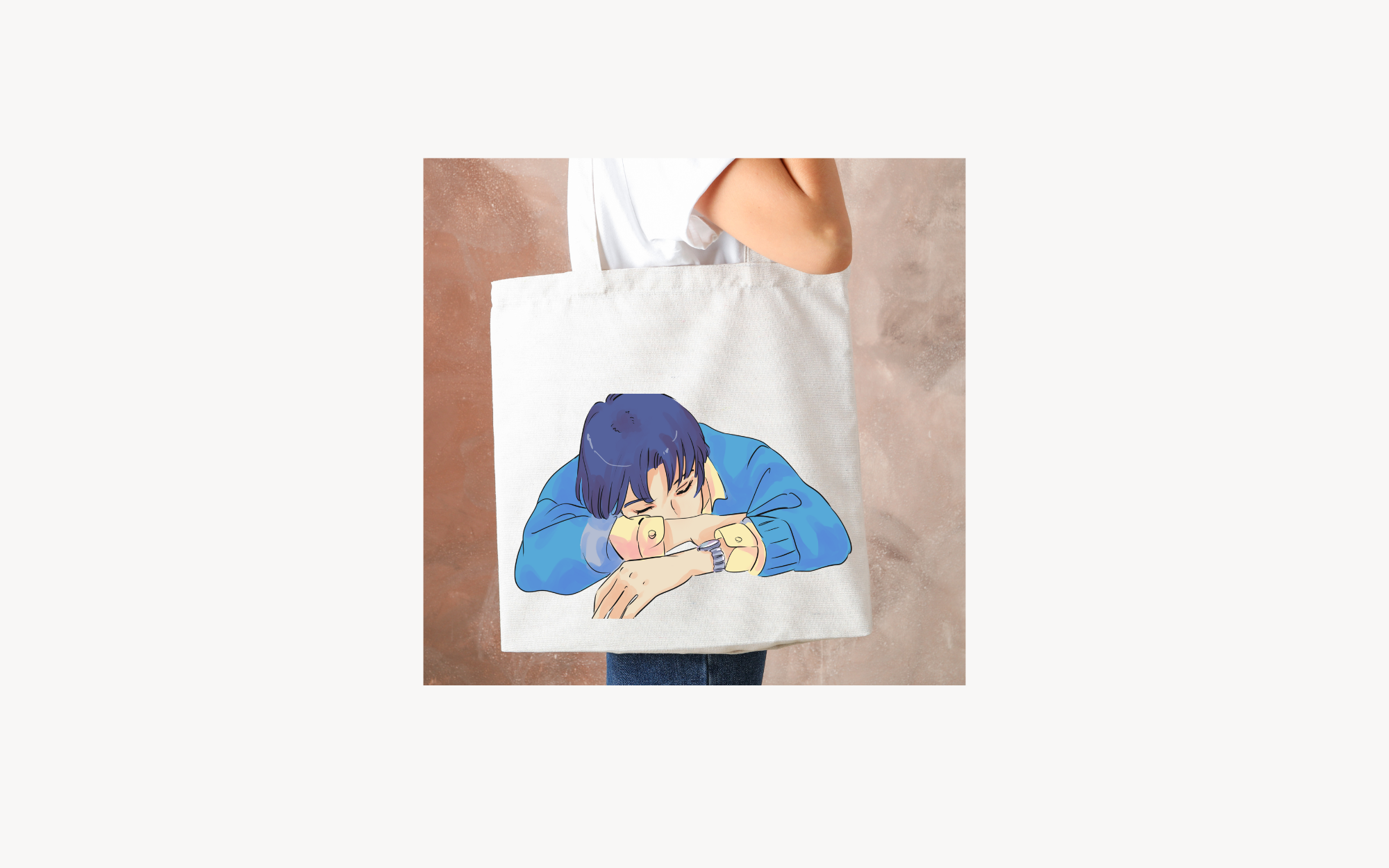 Tote Bag with design of boy sleeping