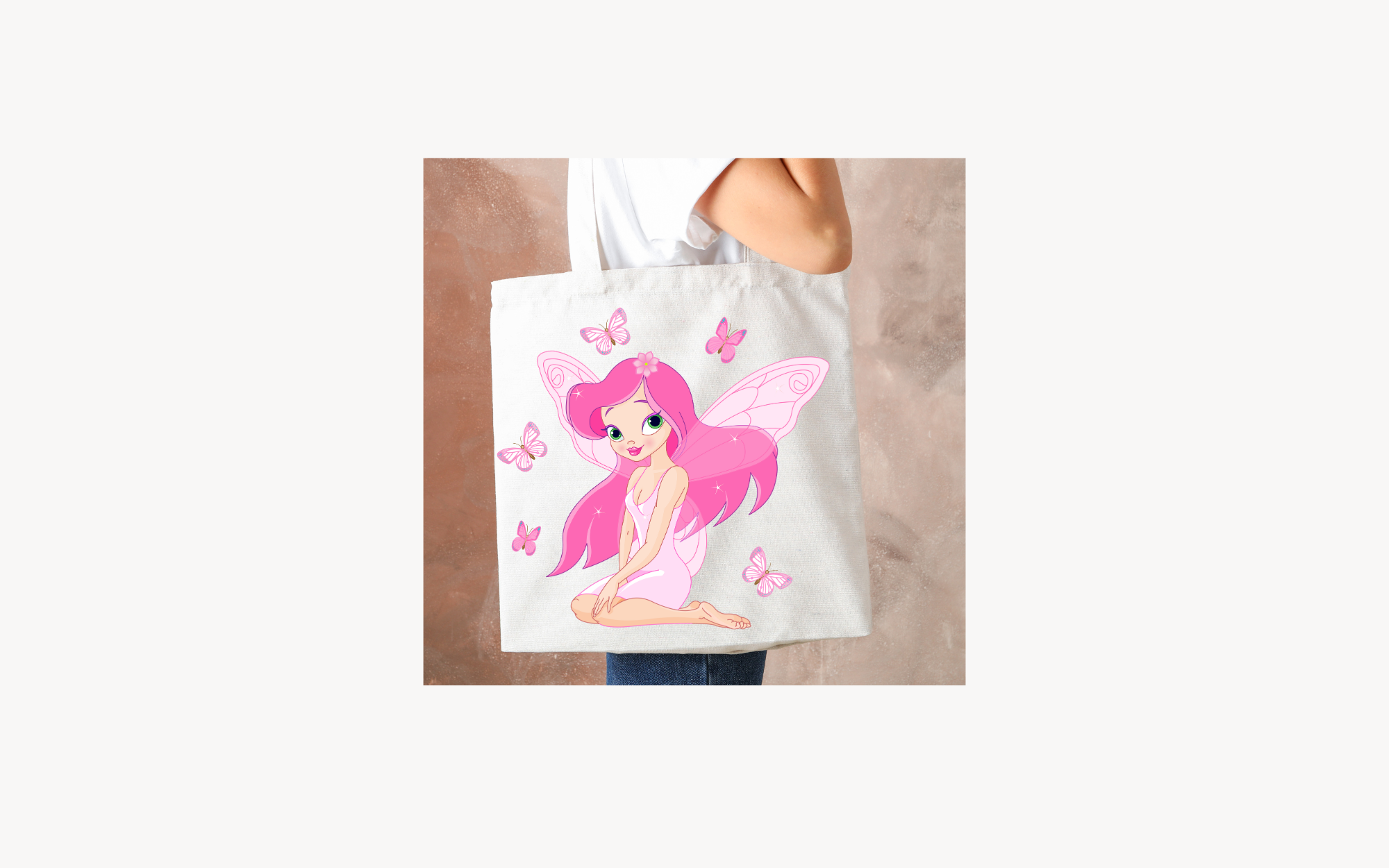 pretty pink haired fairy designed Tote Bag