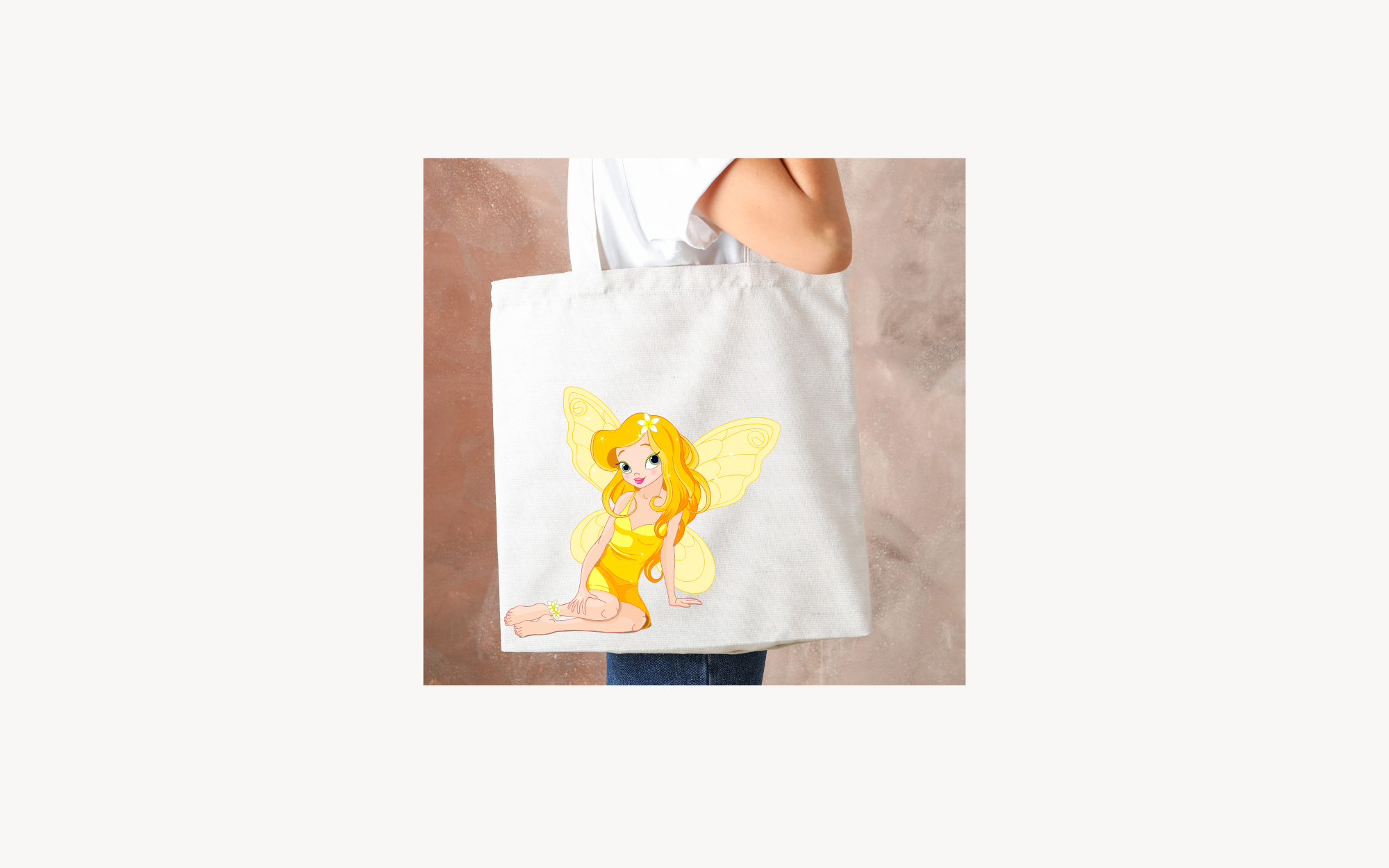 Tote Bag with cute design of yellow fairy