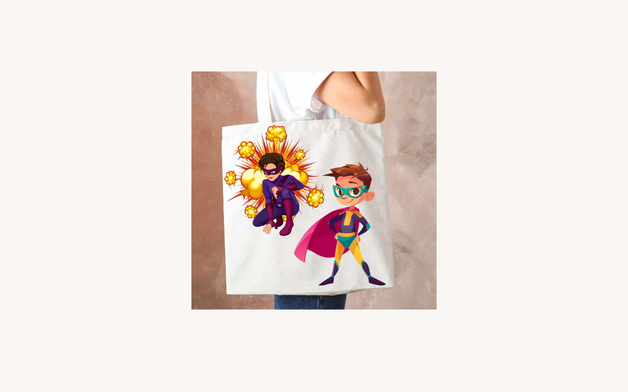 fun design with two superhero's Tote Bag