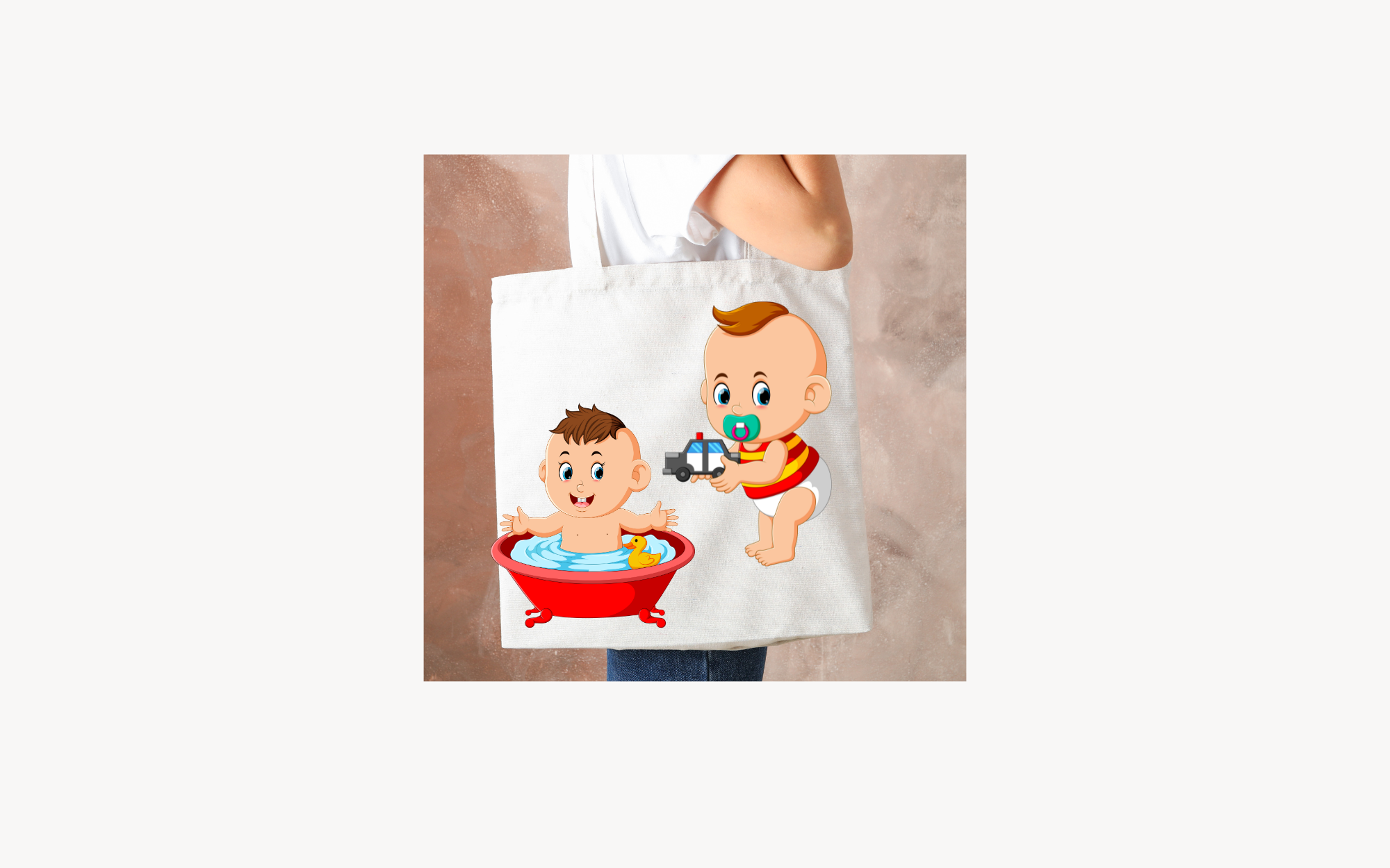 Tote Bag with design of two kids having fun