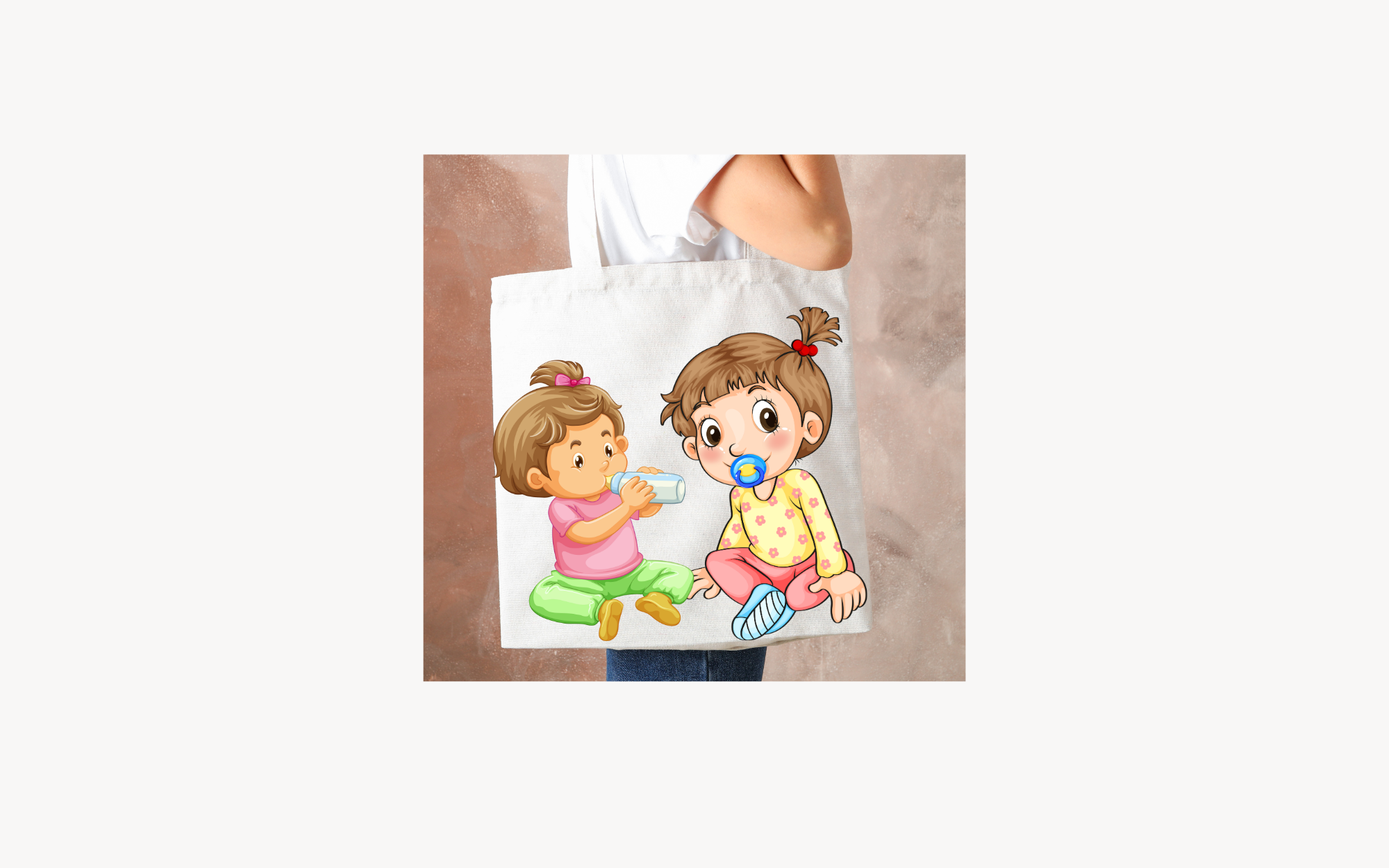 Tote Bag with two little girls having fun