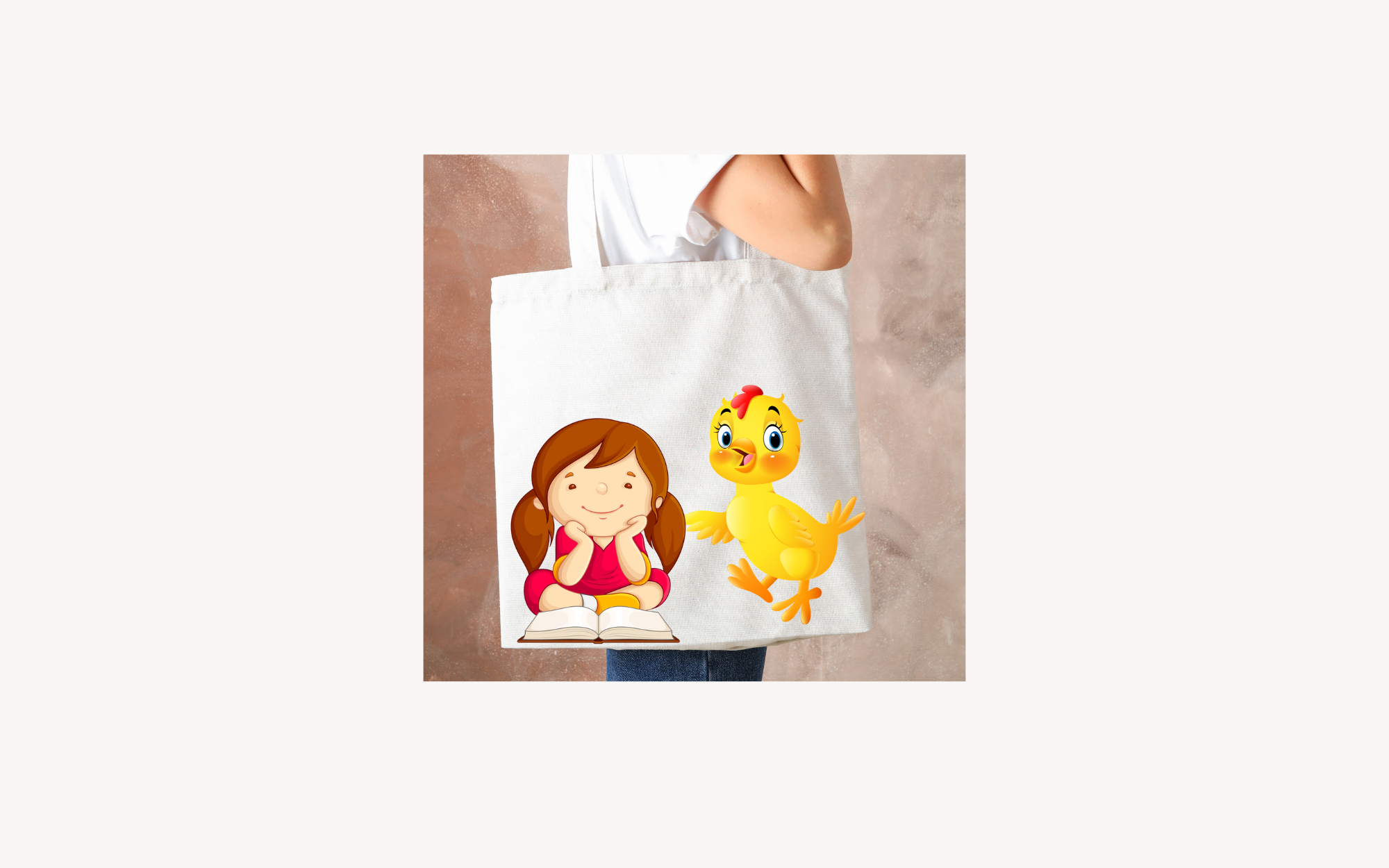 Tote Bag with girl and bird