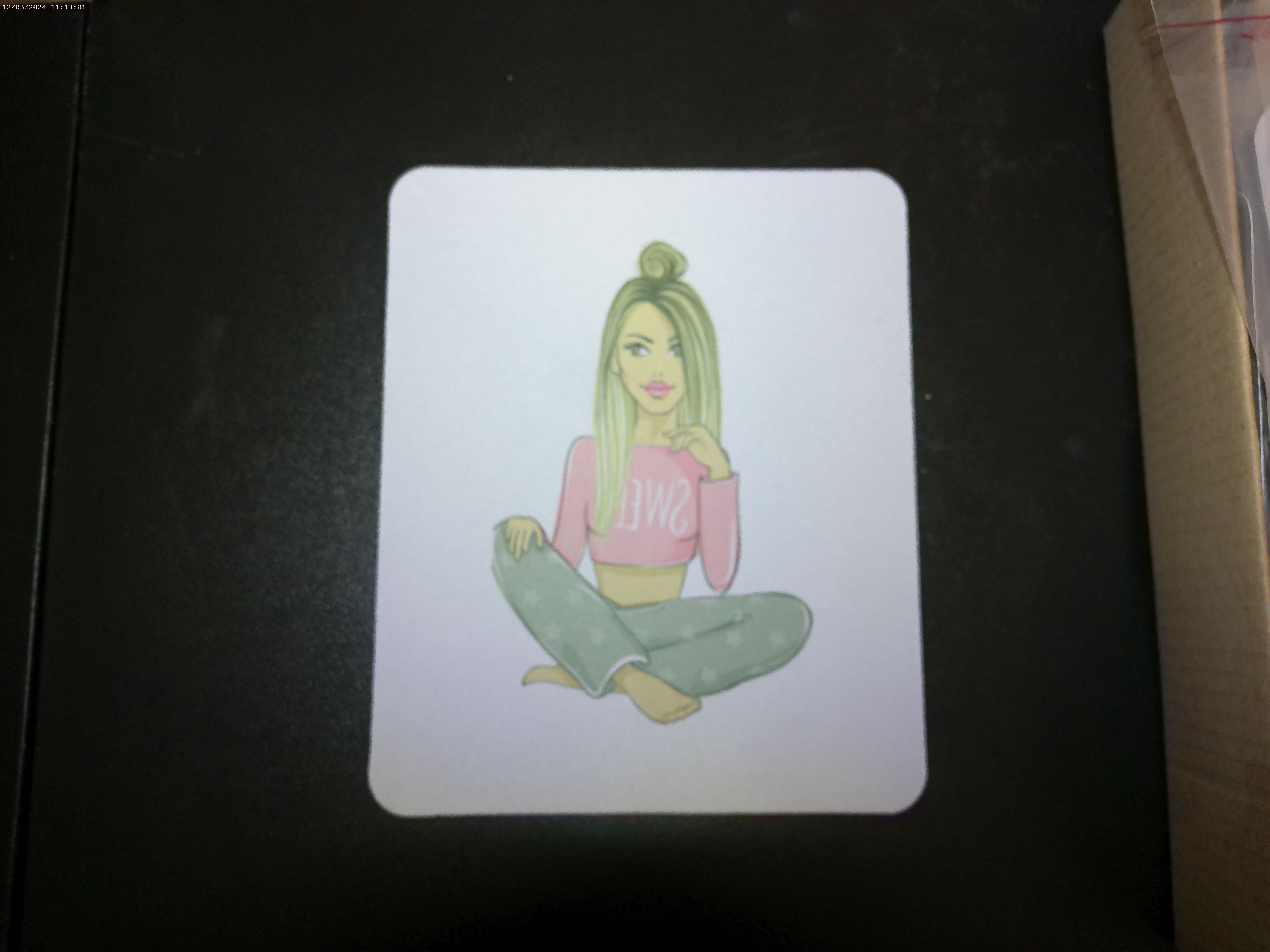 Mouse pad with relaxing cozy girl