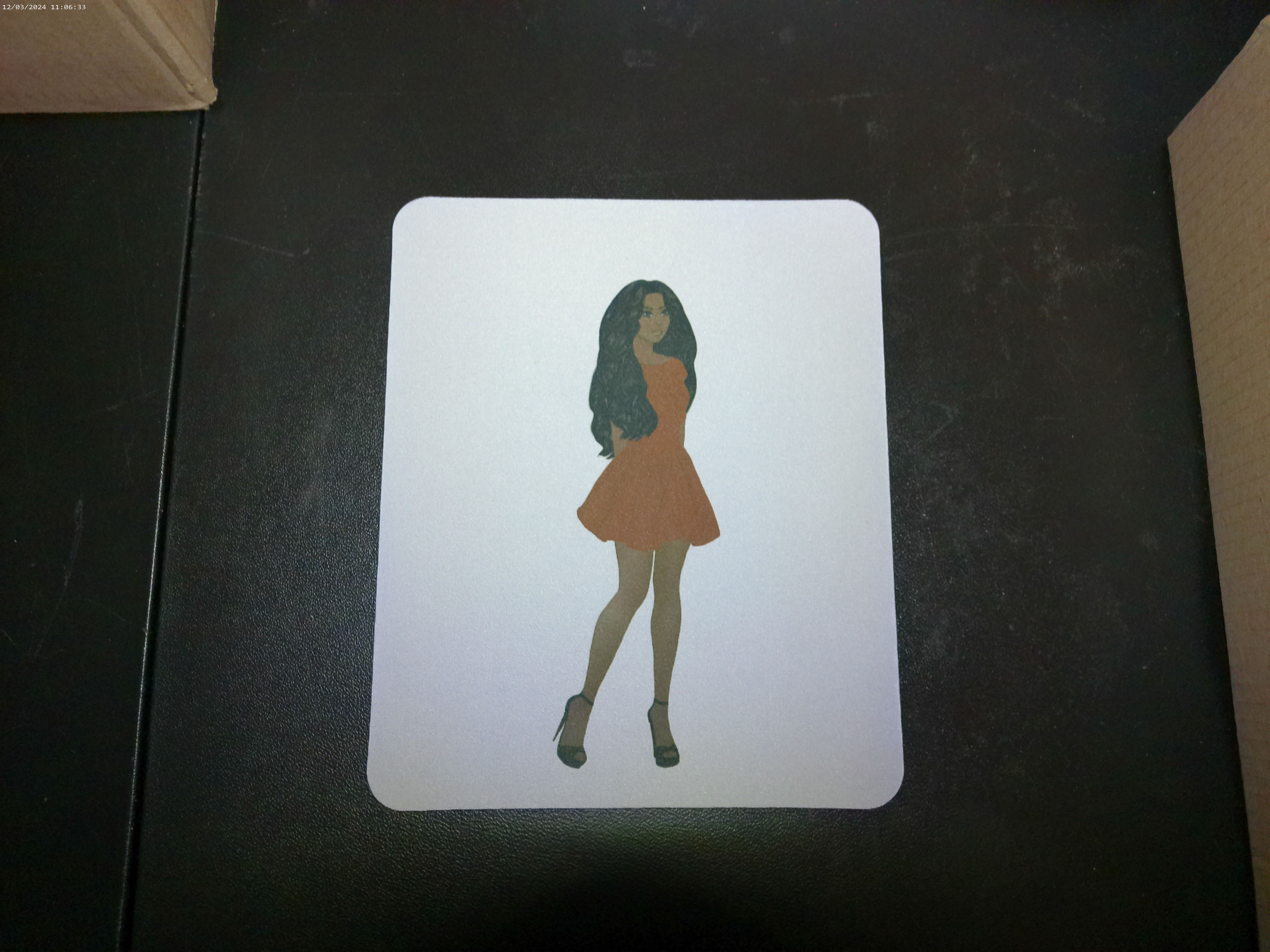Mousepad with woman in a red dress design